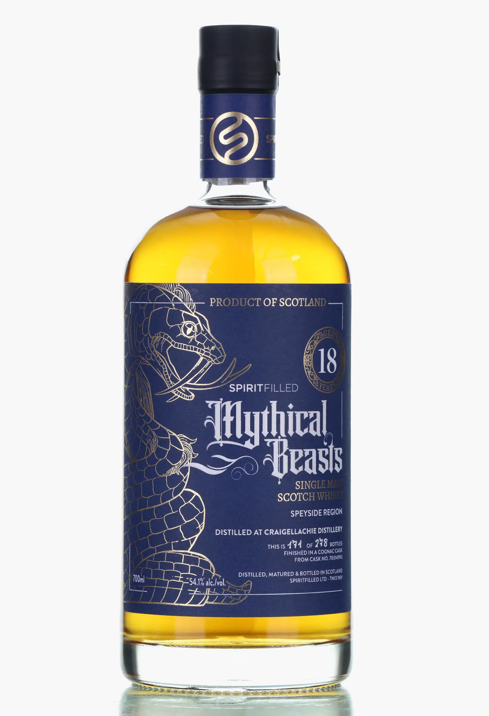 Craigellachie Mythical Beasts 18 Year Old, Cognac Cask, Cask #70314993, 2005, Spiritfilled, 54.1% whisky bottle