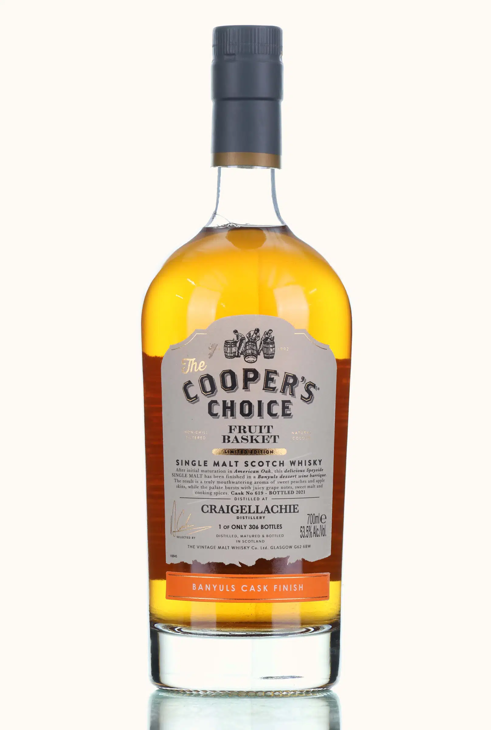 Craigellachie Fruit Basket The Cooper's Choice, Banyuls Cask, Cask #619, The Cooper's Choice, 53.5% whisky bottle
