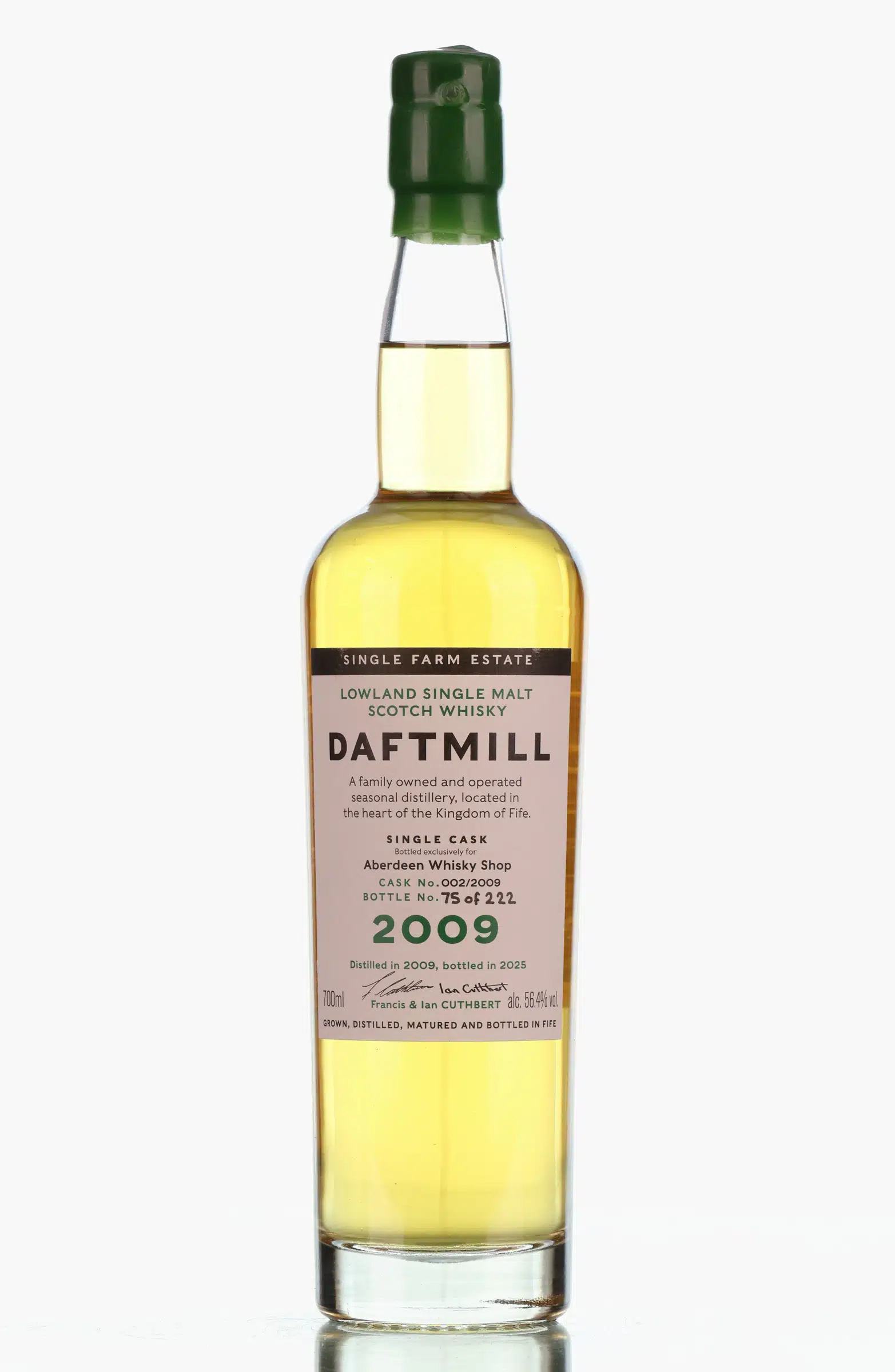 Daftmill Aberdeen Whisky Shop 15th Anniversary 15 Year Old, Bourbon Cask, Cask #002, 2009, Aberdeen Whisky Shop, 56.4% whisky bottle