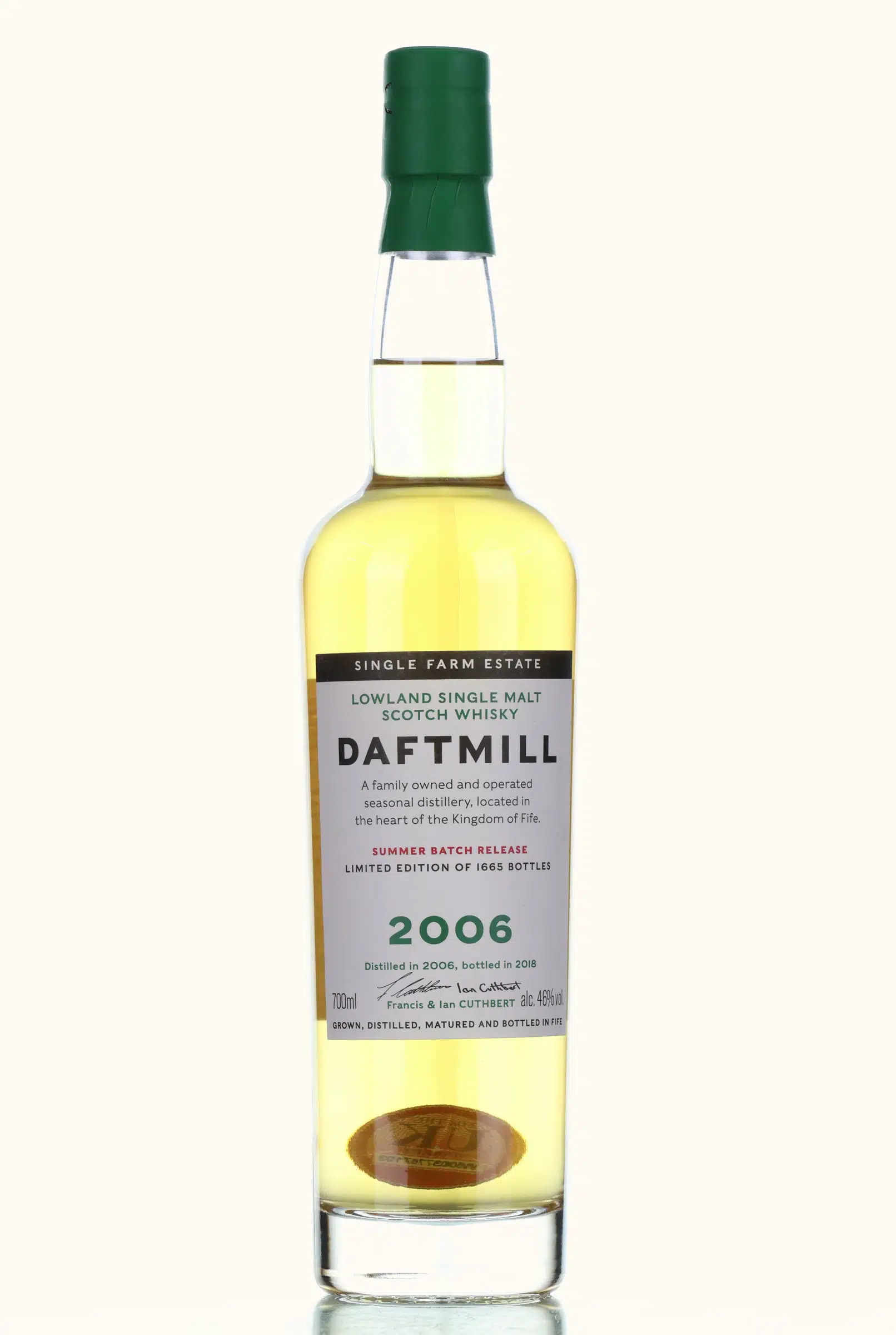 Daftmill Summer Batch No. Release 12 Year Old, Bourbon Cask, 2018, 46% whisky bottle