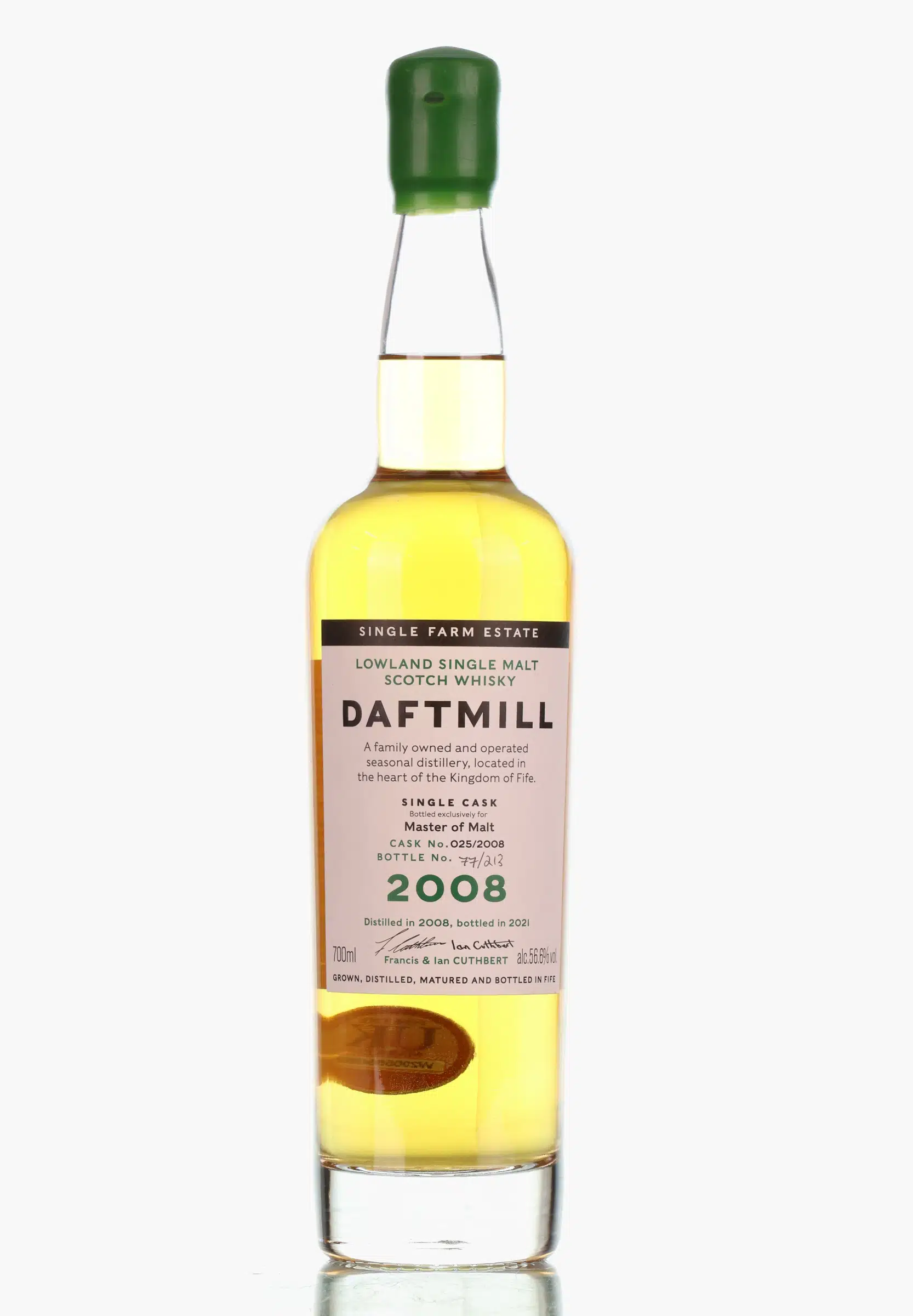 Daftmill Single Cask 13 Year Old, Ex-Bourbon Cask, Cask #025, 2008, Master of Malt, 56.6% whisky bottle