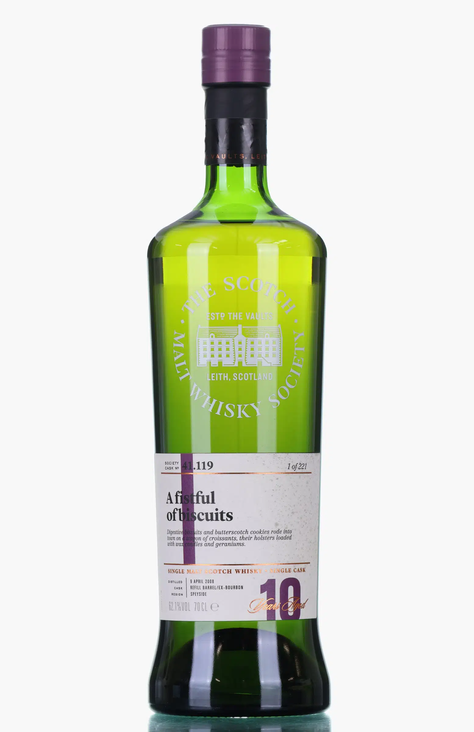 Dailuaine A Fistful of Biscuits 10 Year Old, Bourbon Cask, Cask #41.119, 2008, The Scotch Malt Whisky Society, 62.1% whisky bottle