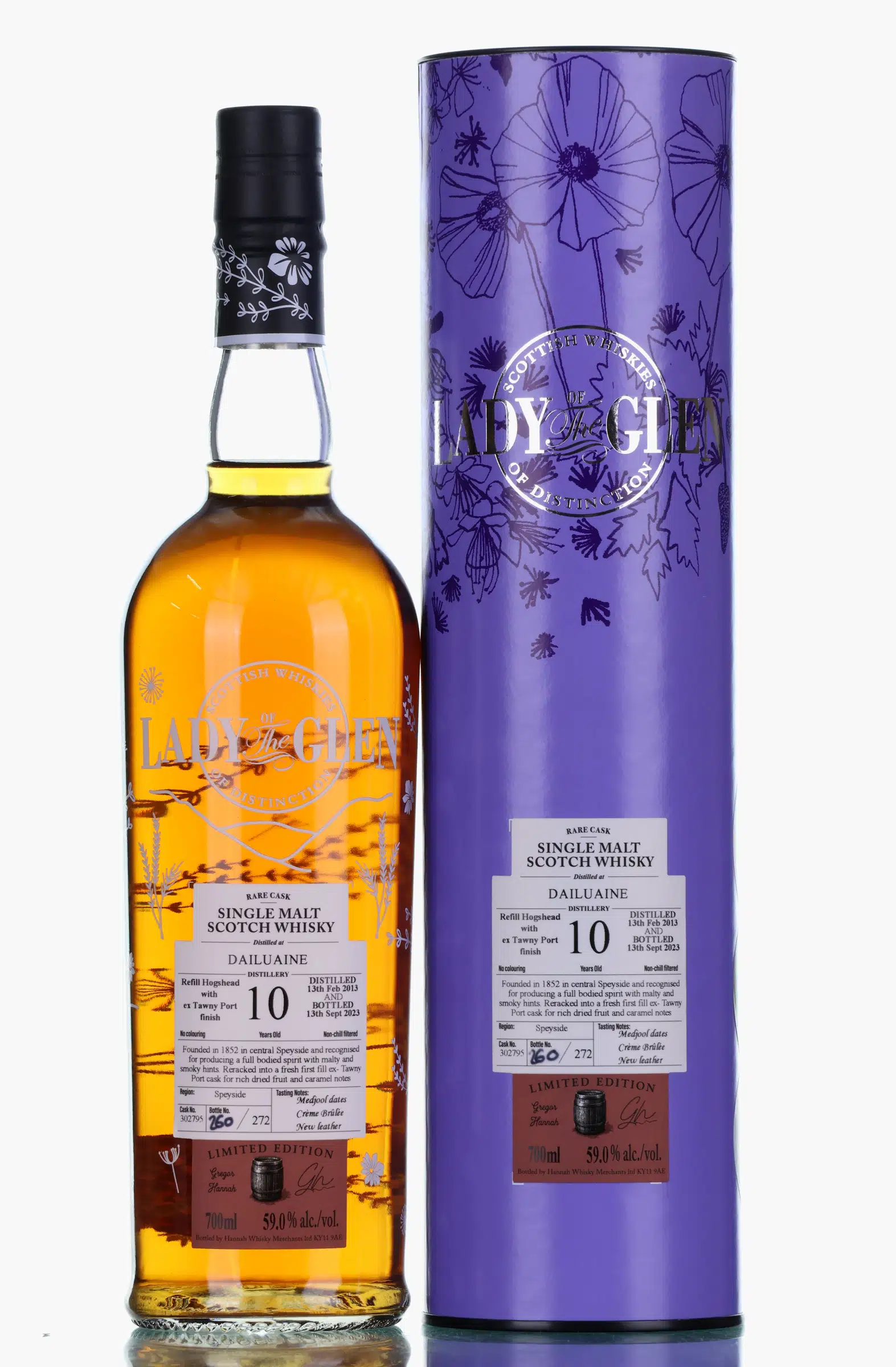 Dailuaine Lady of the Glen 10 Year Old, Hogshead & Tawny Port Cask, Cask #302795, 2013, Lady of the Glen, 59% whisky bottle