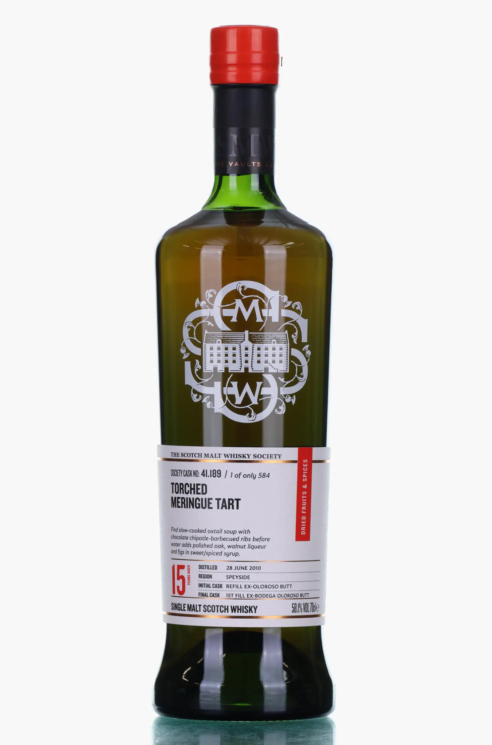 Dailuaine Torched Meringue Tart 15 Year Old, Sherry Cask, Cask #41.189, 2010, The Scotch Malt Whisky Society, 58.1% whisky bottle