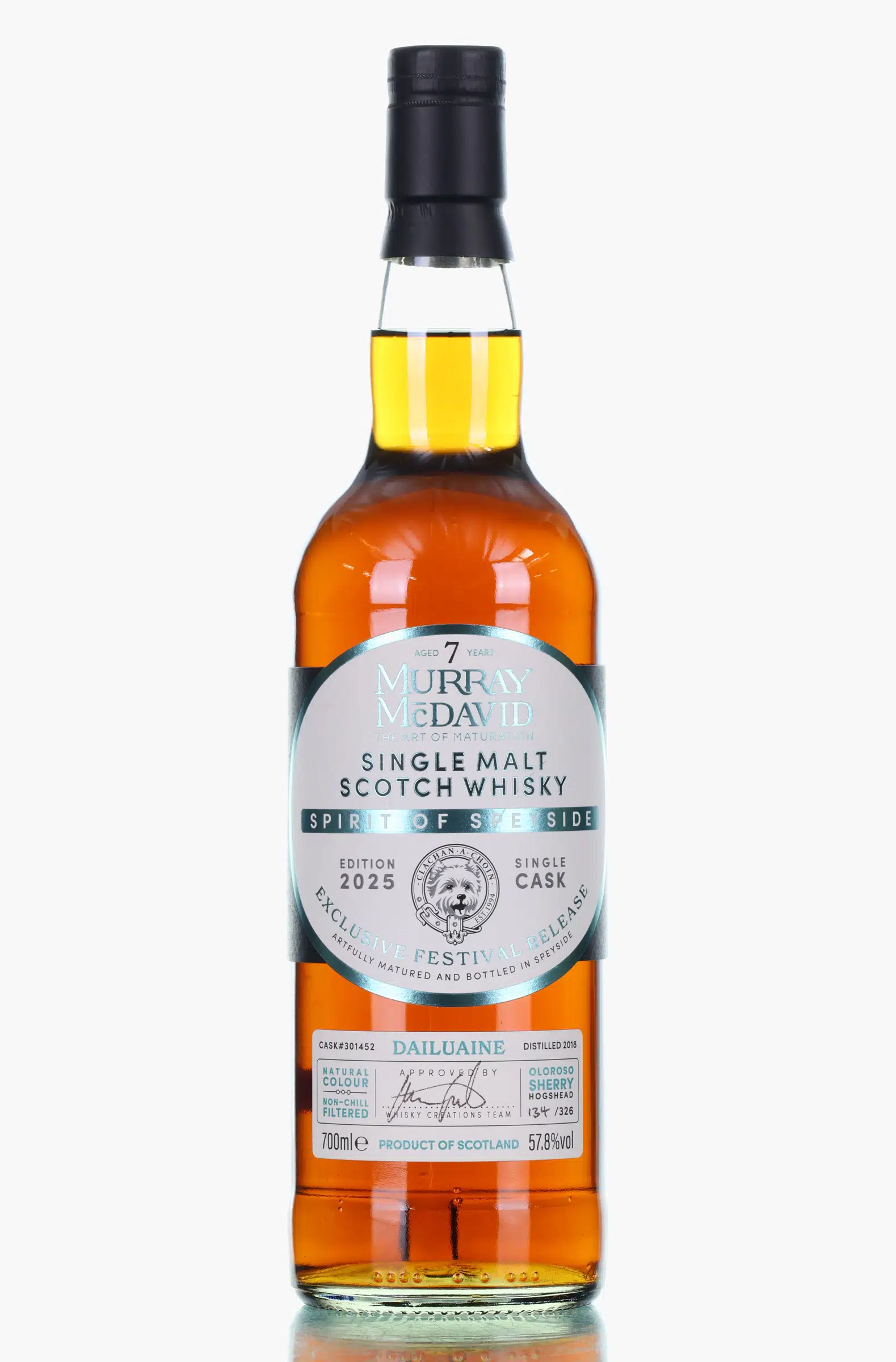 Dailuaine 7 Year Old, Sherry Cask, Cask #301452, 2018, Murray McDavid, 57.8% whisky bottle