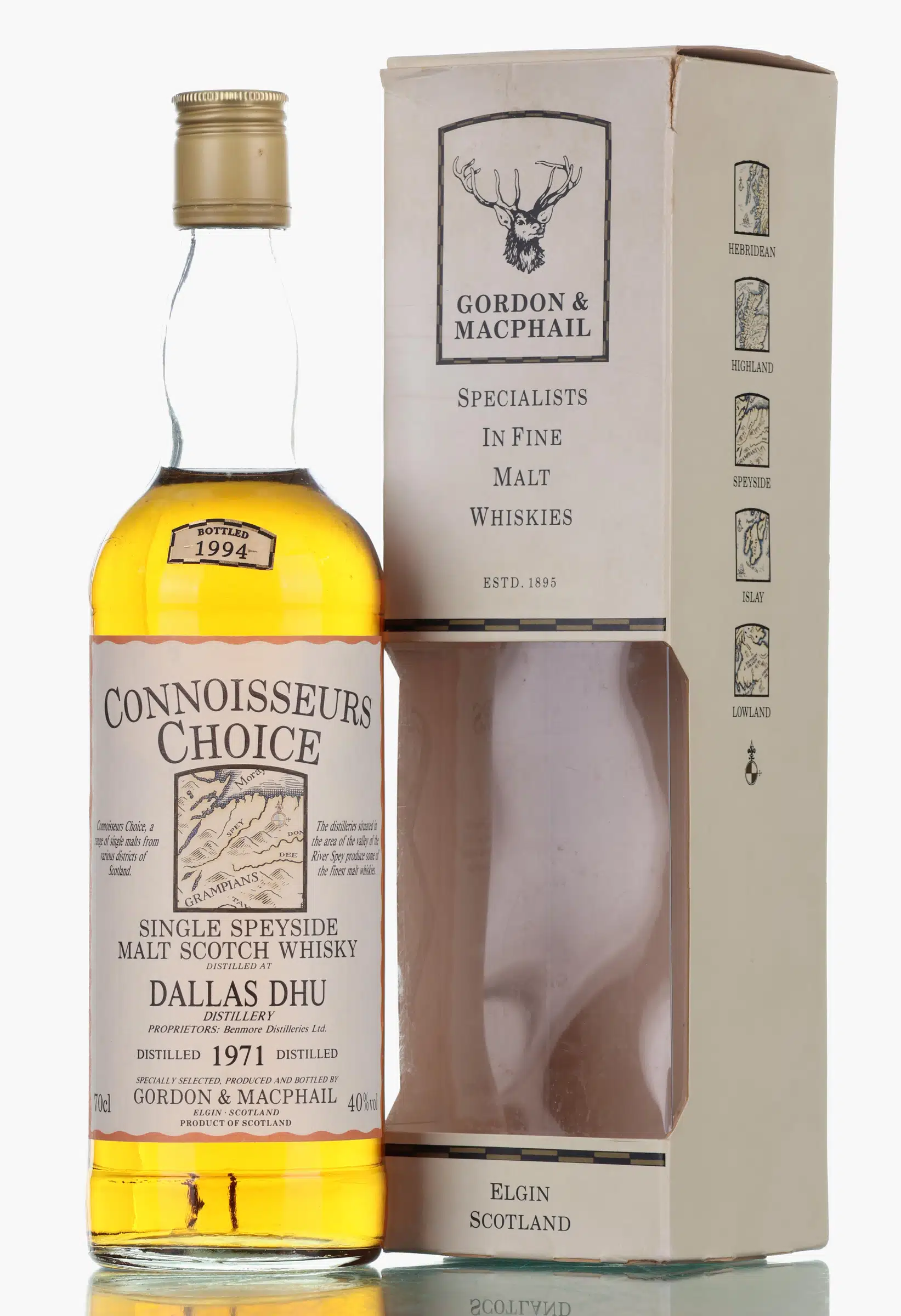 Dallas Dhu Connoisseurs Choice 23 Year Old, 1971, Gordon & MacPhail, 40% whisky bottle