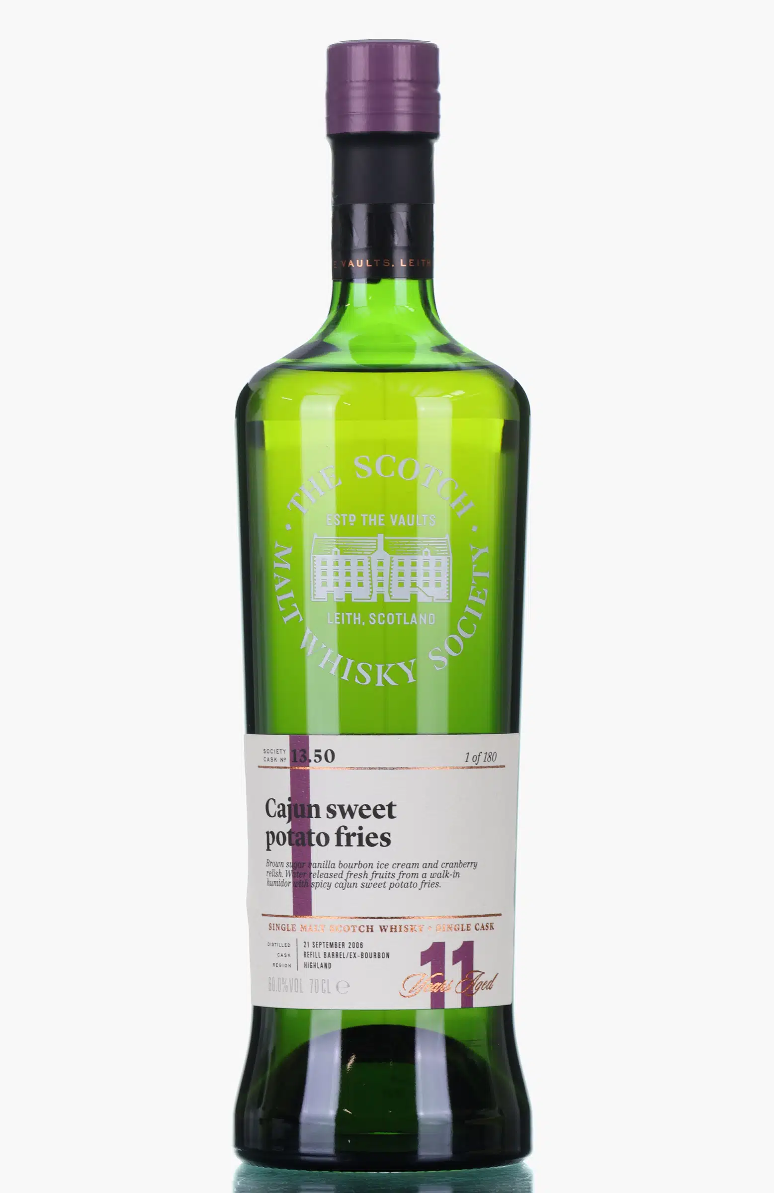 Dalmore Cajun Sweet Potato Fries 11 Year Old, Bourbon Cask, Cask #13.50, 2006, The Scotch Malt Whisky Society, 60% whisky bottle