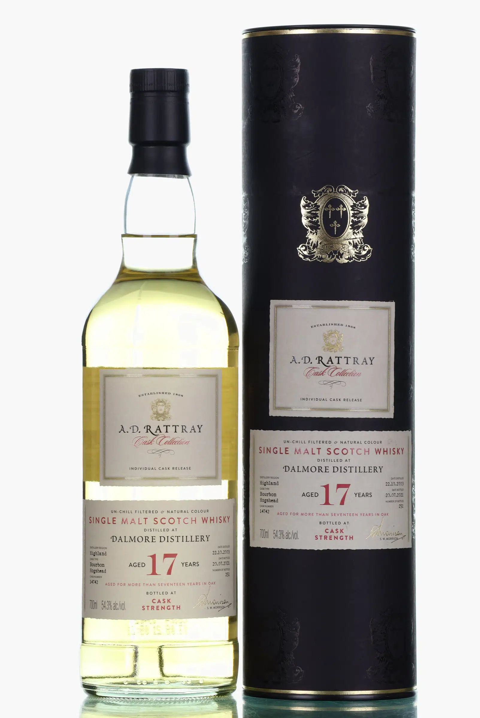 Dalmore 17 Year Old, Bourbon Hogshead Cask, Cask #14742, 2003, A.D. Rattray, 54.3%