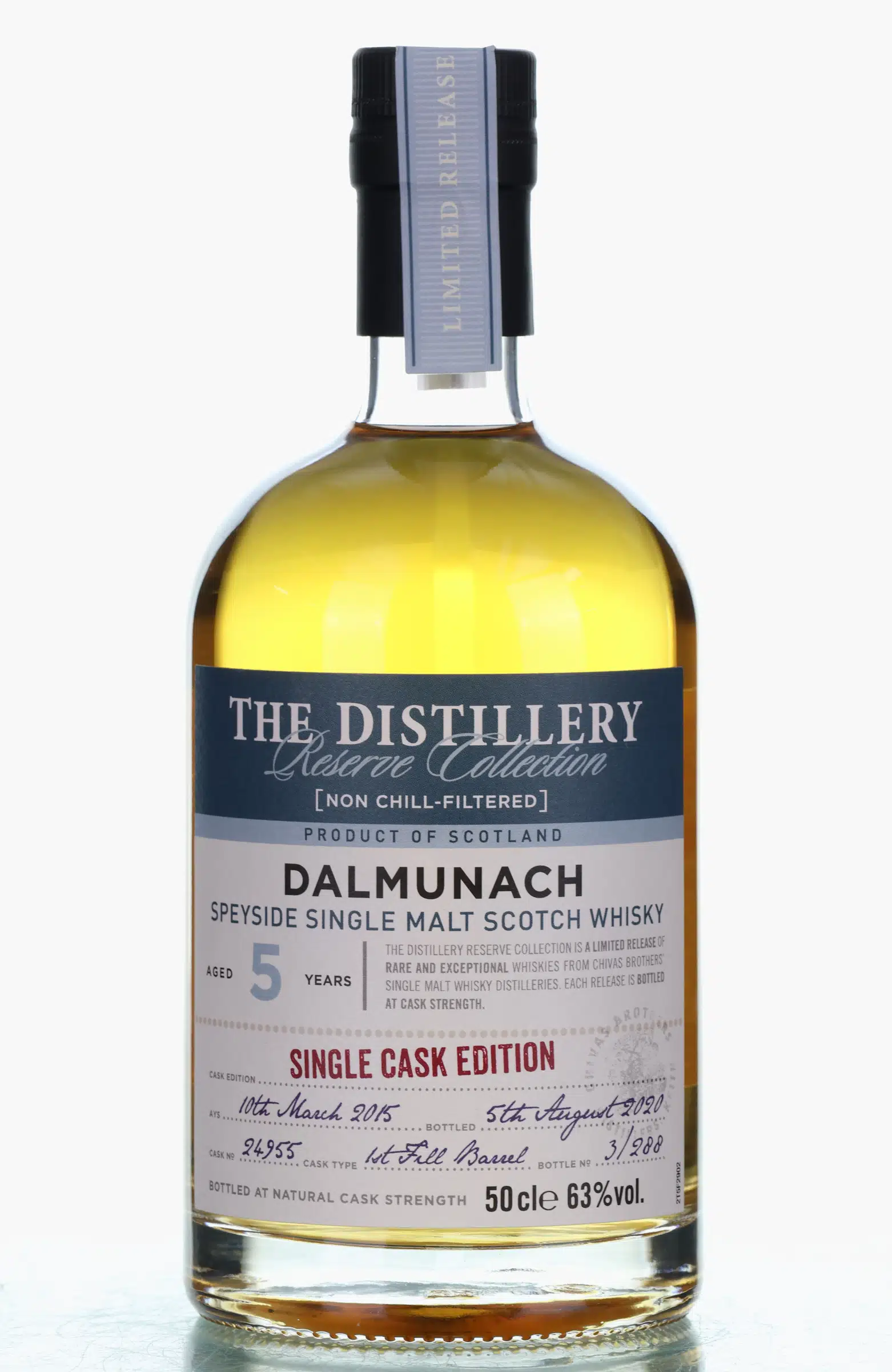 Dalmunach The Distillery Reserve Collection 5 Year Old, Bourbon Cask, Cask #24955, 2015, 63% whisky bottle