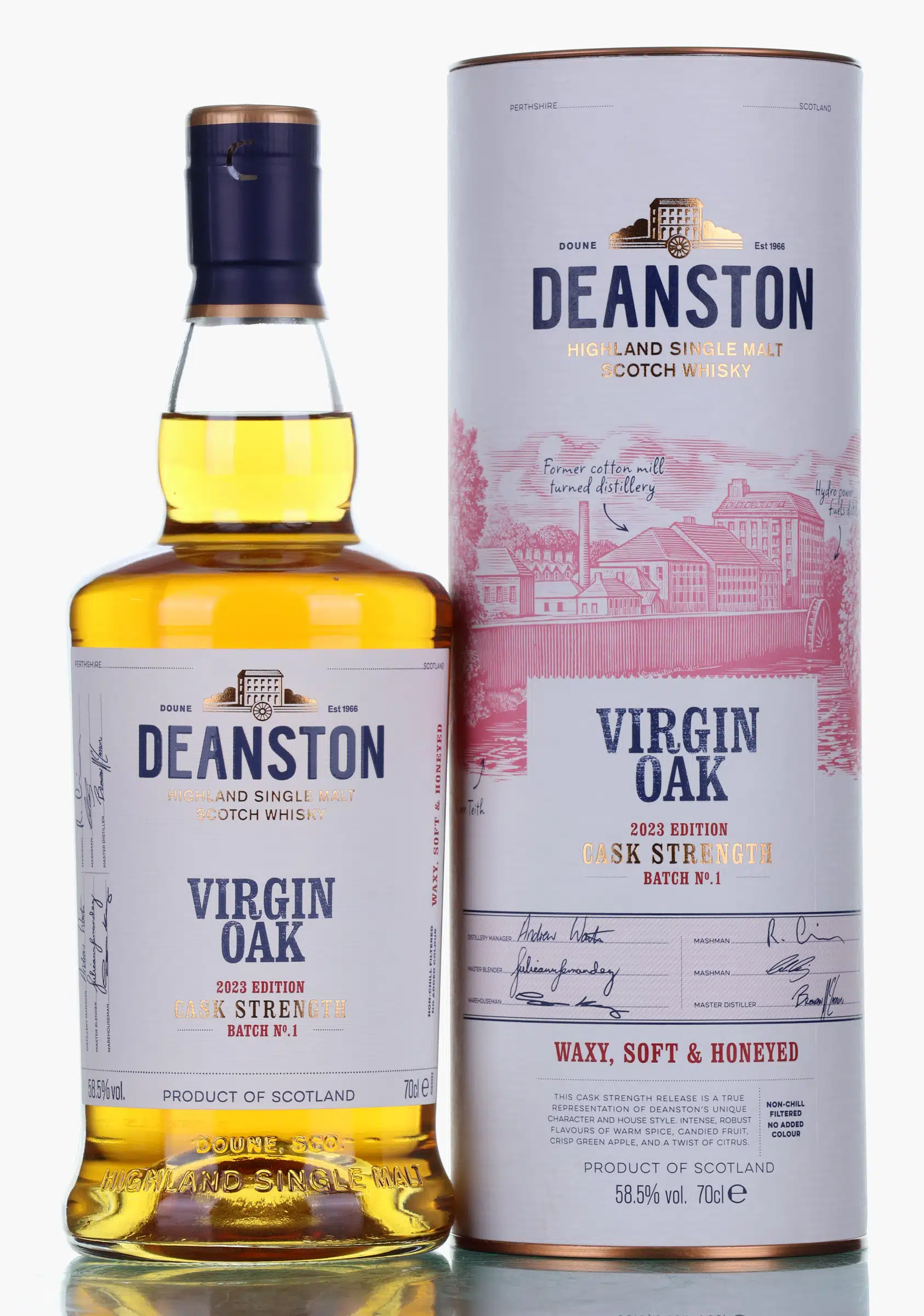 Deanston Virgin Oak Cask Strength, Batch No. 1, 2023, 58.5% whisky bottle