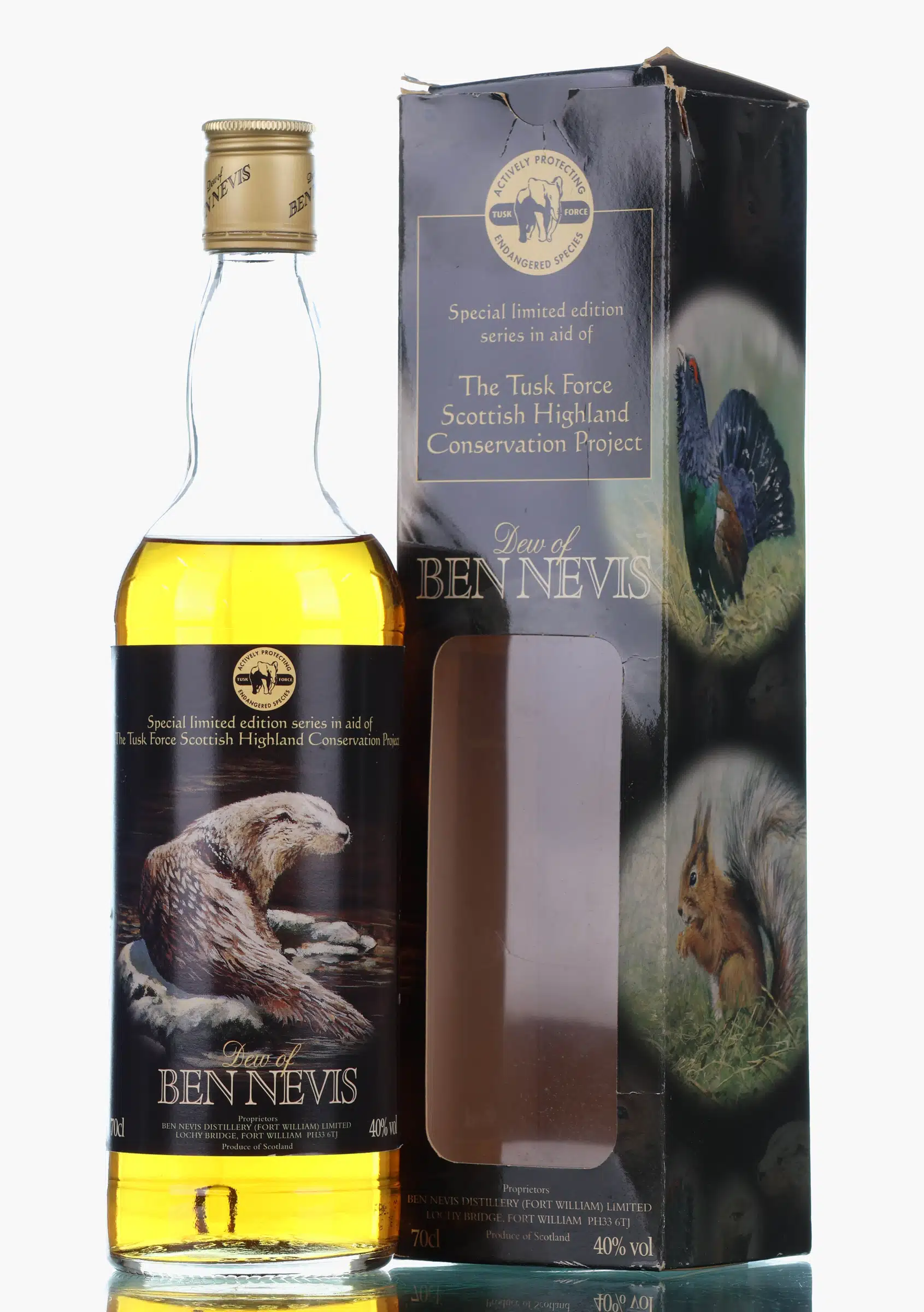 Ben Nevis Dew of Ben Nevis The Tusk Force Scottish Highland Conservation Project, 40% whisky bottle