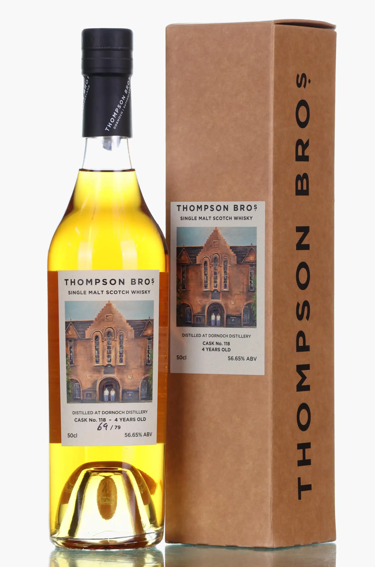 Dornoch Carnegie Whisky Cellars Exclusive 4 Year Old, Bourbon Cask, Cask #118, 2018, Thompson Bros, 56.6% whisky bottle