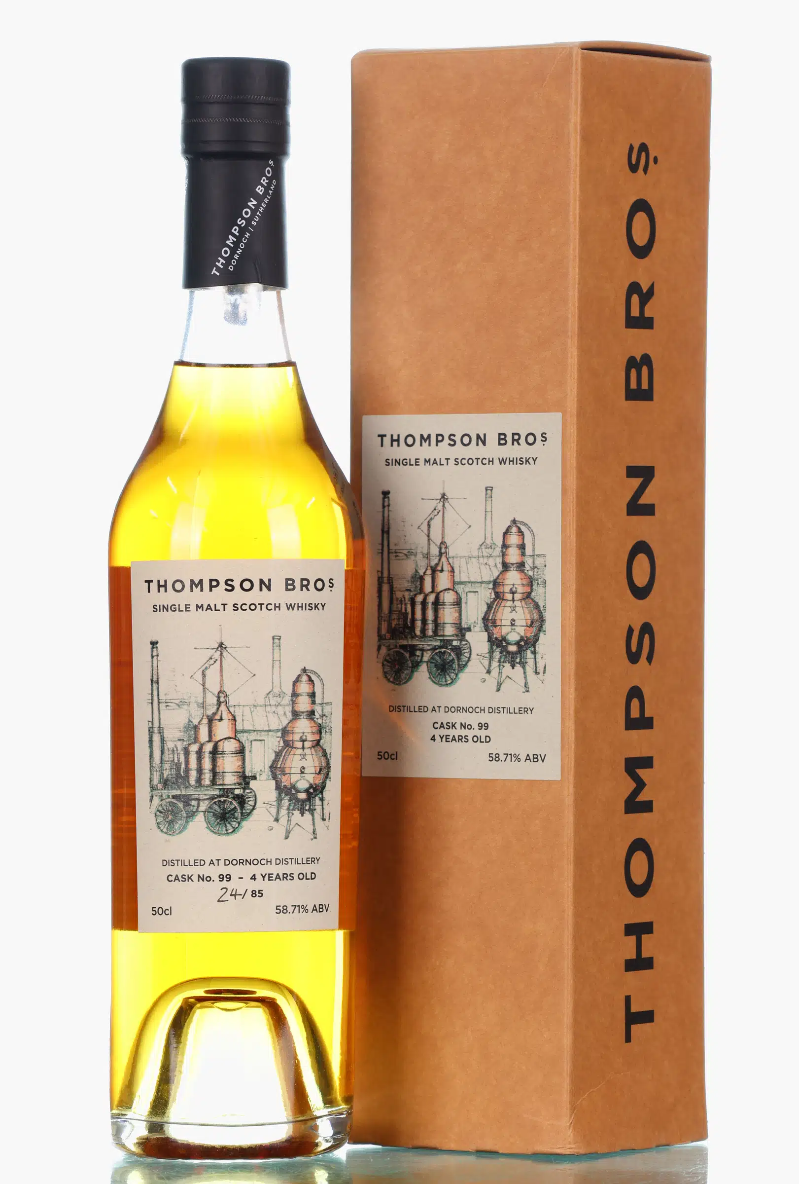 Dornoch 4 Year Old, First Fill Bourbon Octave Cask, Cask #99, 2018, Thompson Bros, 58.7% whisky bottle
