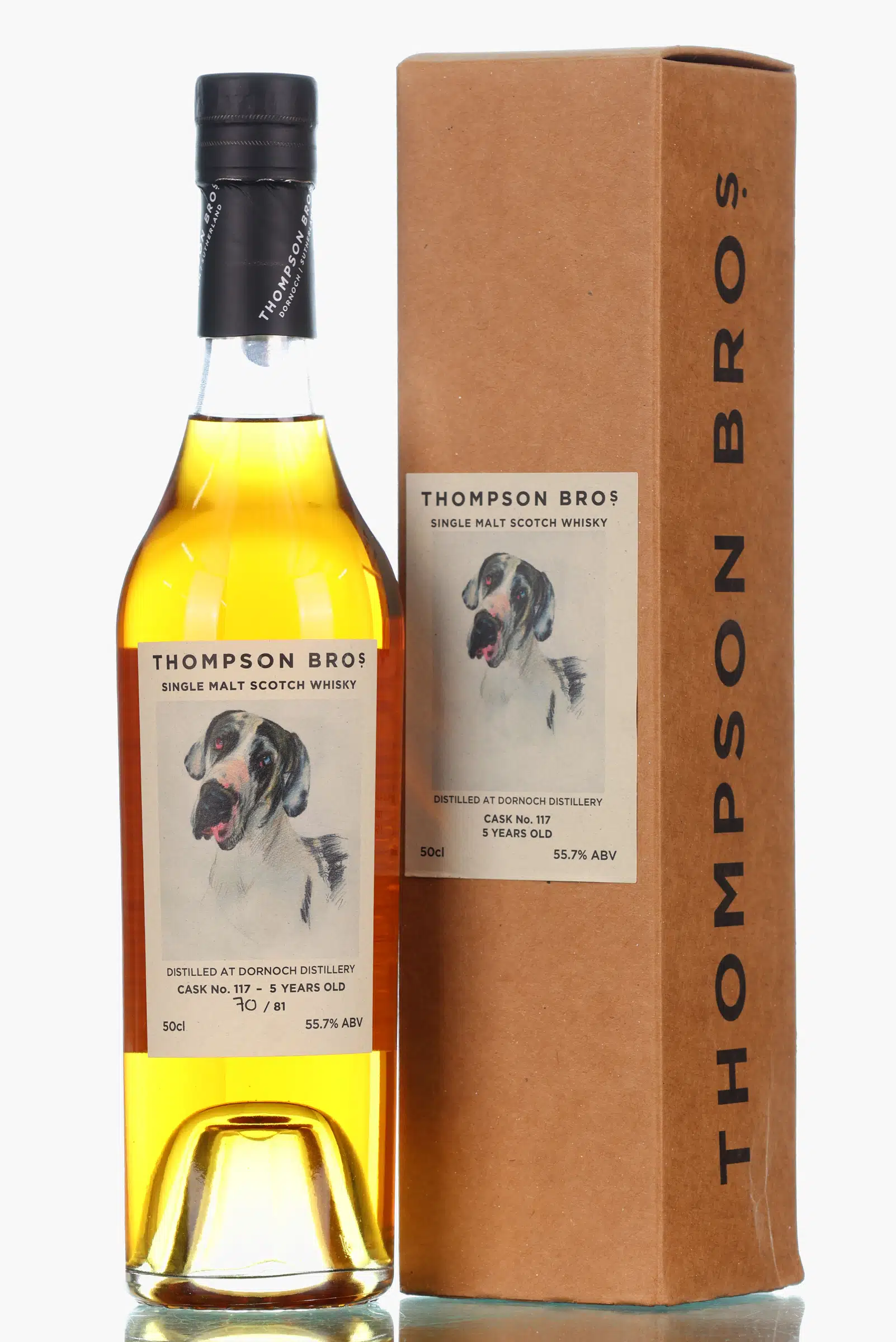 Dornoch 5 Year Old, Bourbon Cask, Cask #117, 2018, Thompson Bros, 55.7% whisky bottle