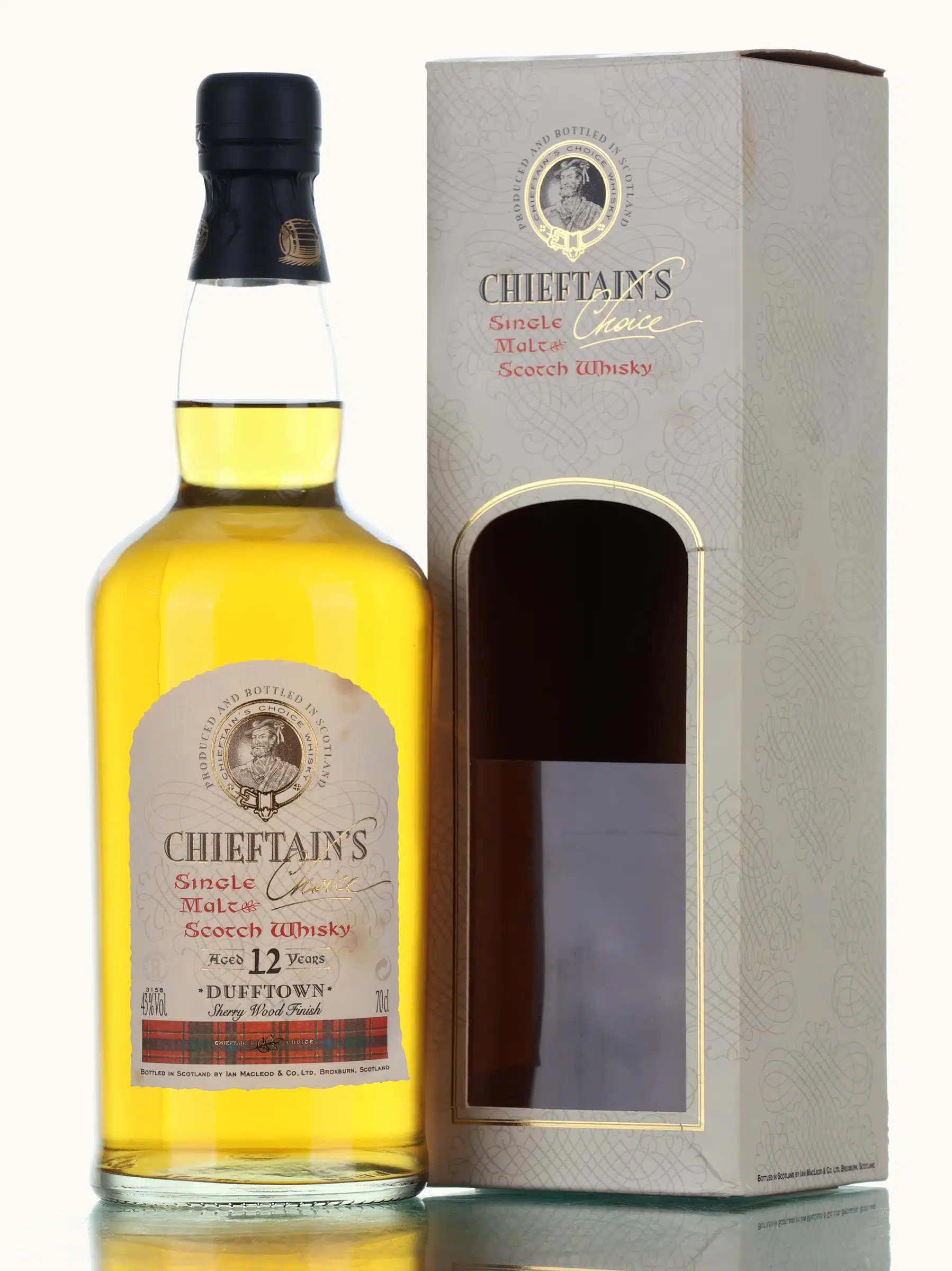 Dufftown 12 Year Old, Sherry Cask, Ian MacLeod, 43% whisky bottle