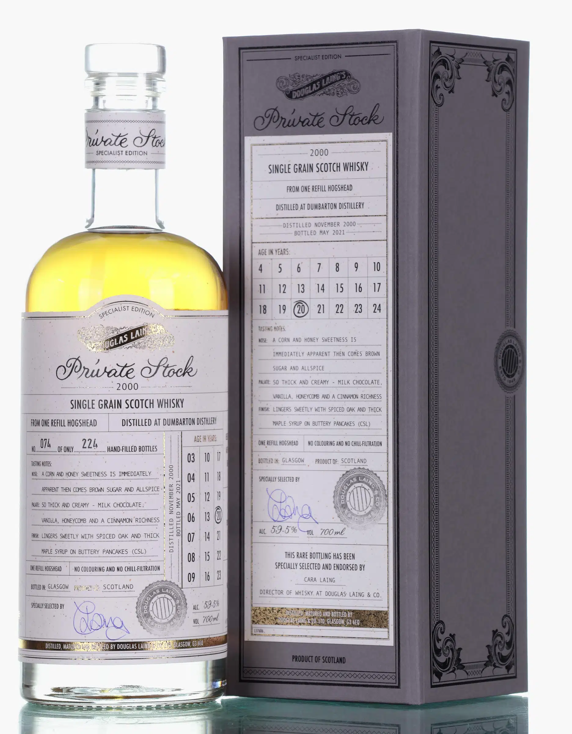 Dumbarton Private Stock 20 Year Old, Hogshead Cask, 2000, Douglas Laing, 59.5% whisky bottle