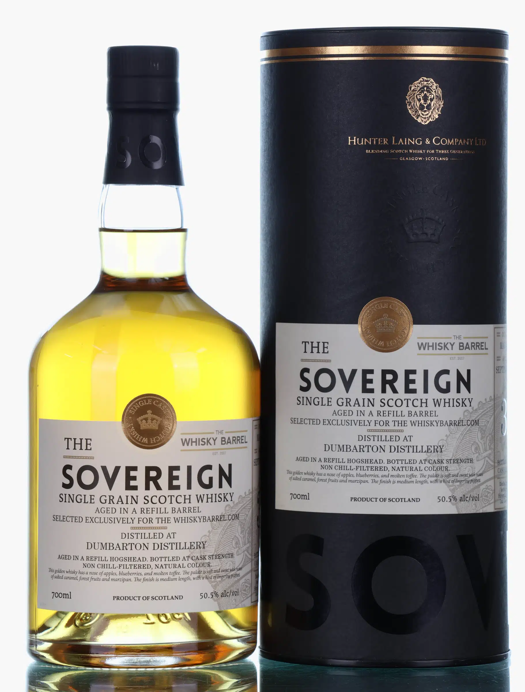 Dumbarton The Sovereign 31 Year Old, Hogshead Cask, 1987, Hunter Laing, 50.5% whisky bottle