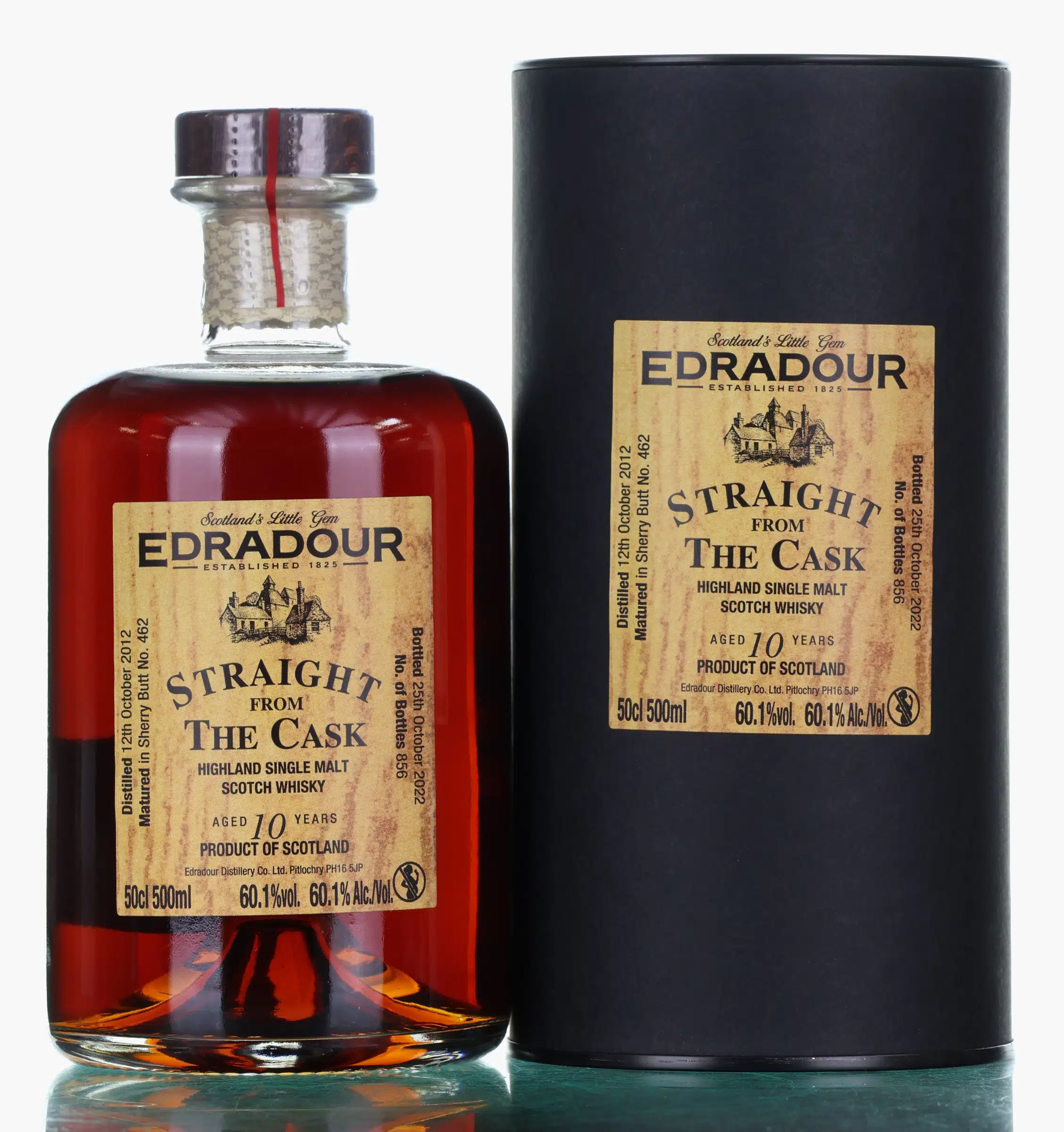 Edradour Straight from the Cask #10 Year Old, Sherry Cask, Cask #462, 2022, 60.1% whisky bottle
