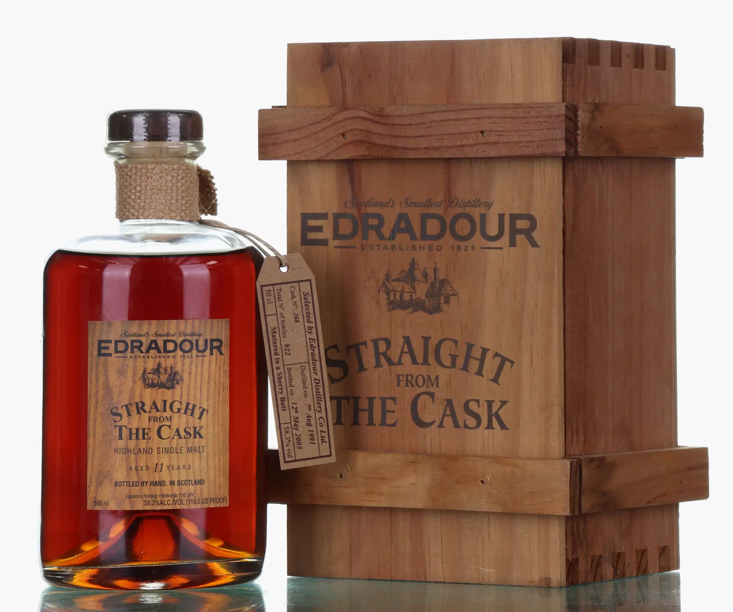 Edradour Straight From The Cask 11 Year Old, Sherry Cask, Cask #268, 2003, 58.3% whisky bottle