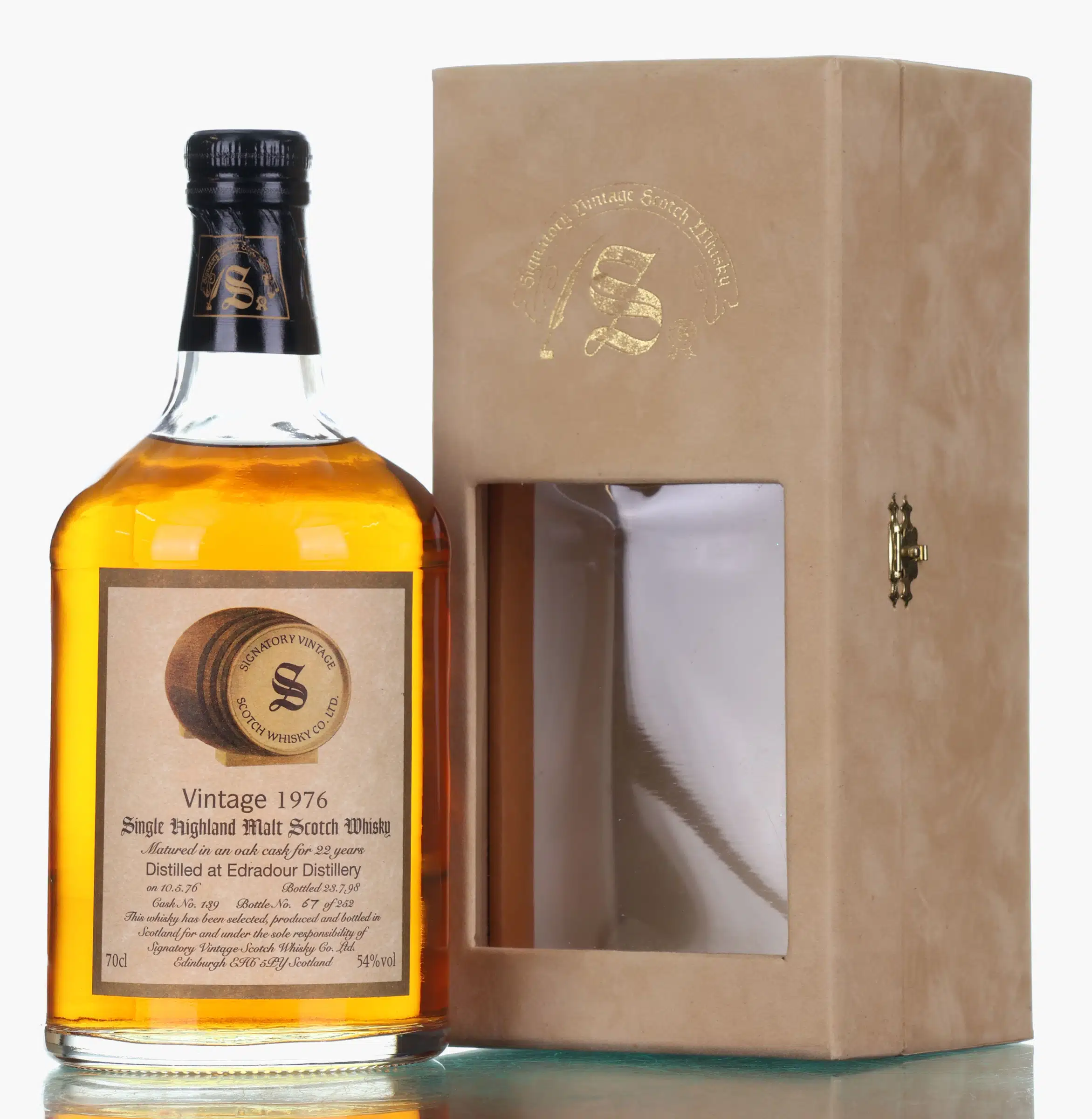 Edradour 22 Year Old, Oak Cask, Cask #139, 1976, Signatory Vintage, 54% whisky bottle