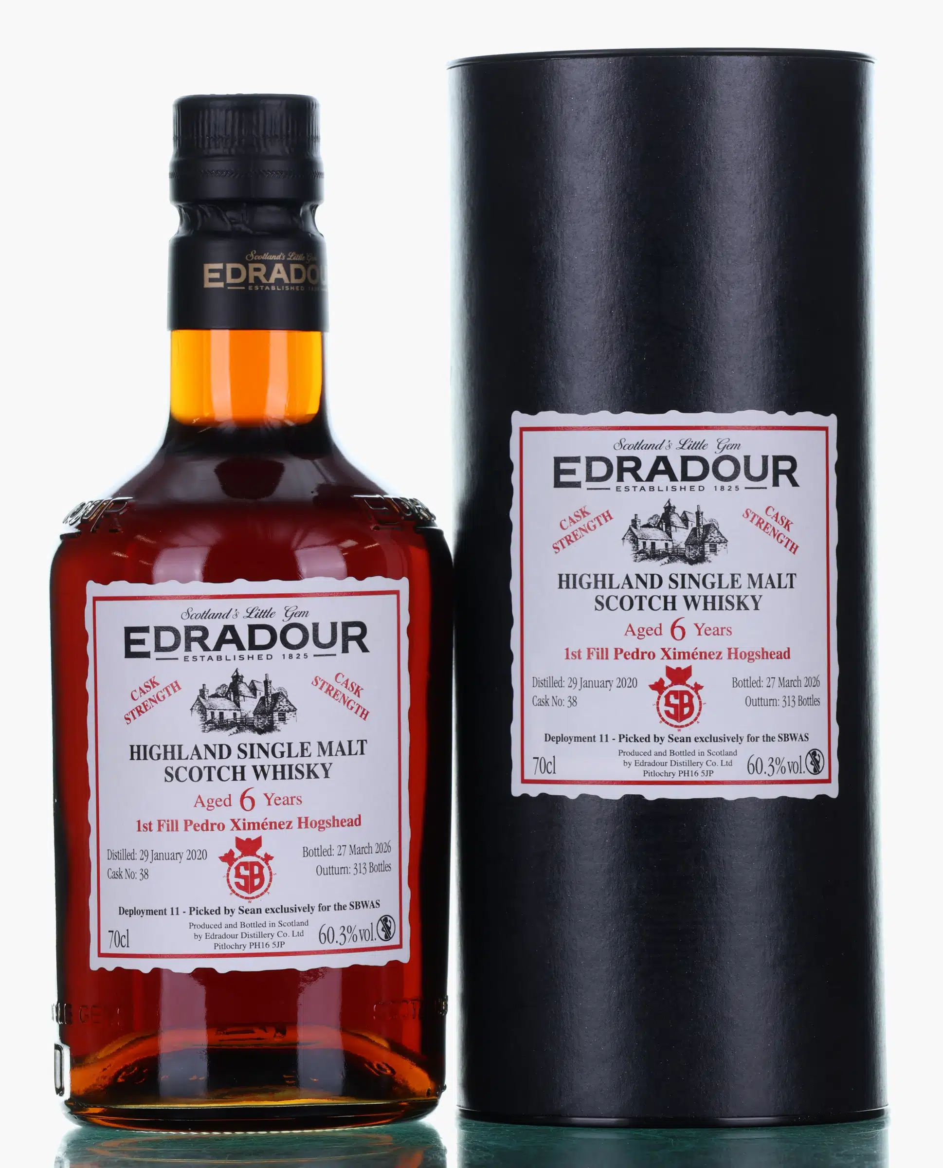 Edradour 6 Year Old, Sherry Cask, Cask #38, Deployment 11, 2020, 60.3% whisky bottle