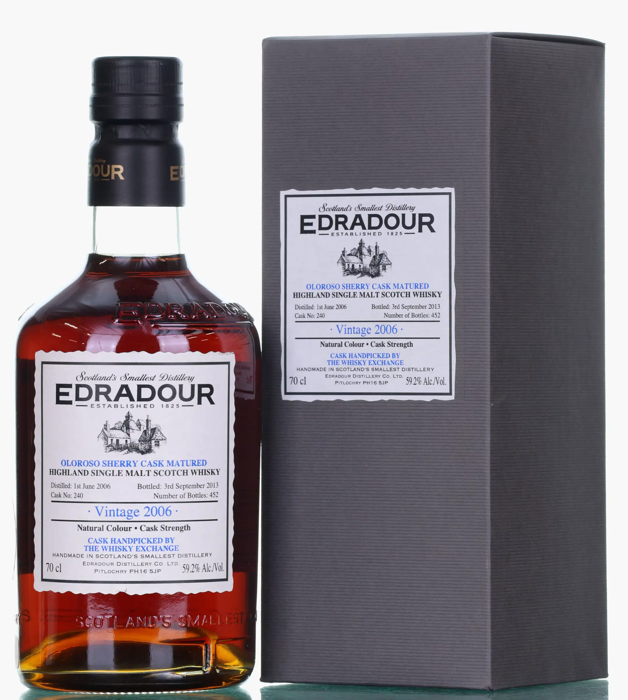 Edradour 7 Year Old, Sherry Cask, Cask #240, 2006, 59.2% whisky bottle