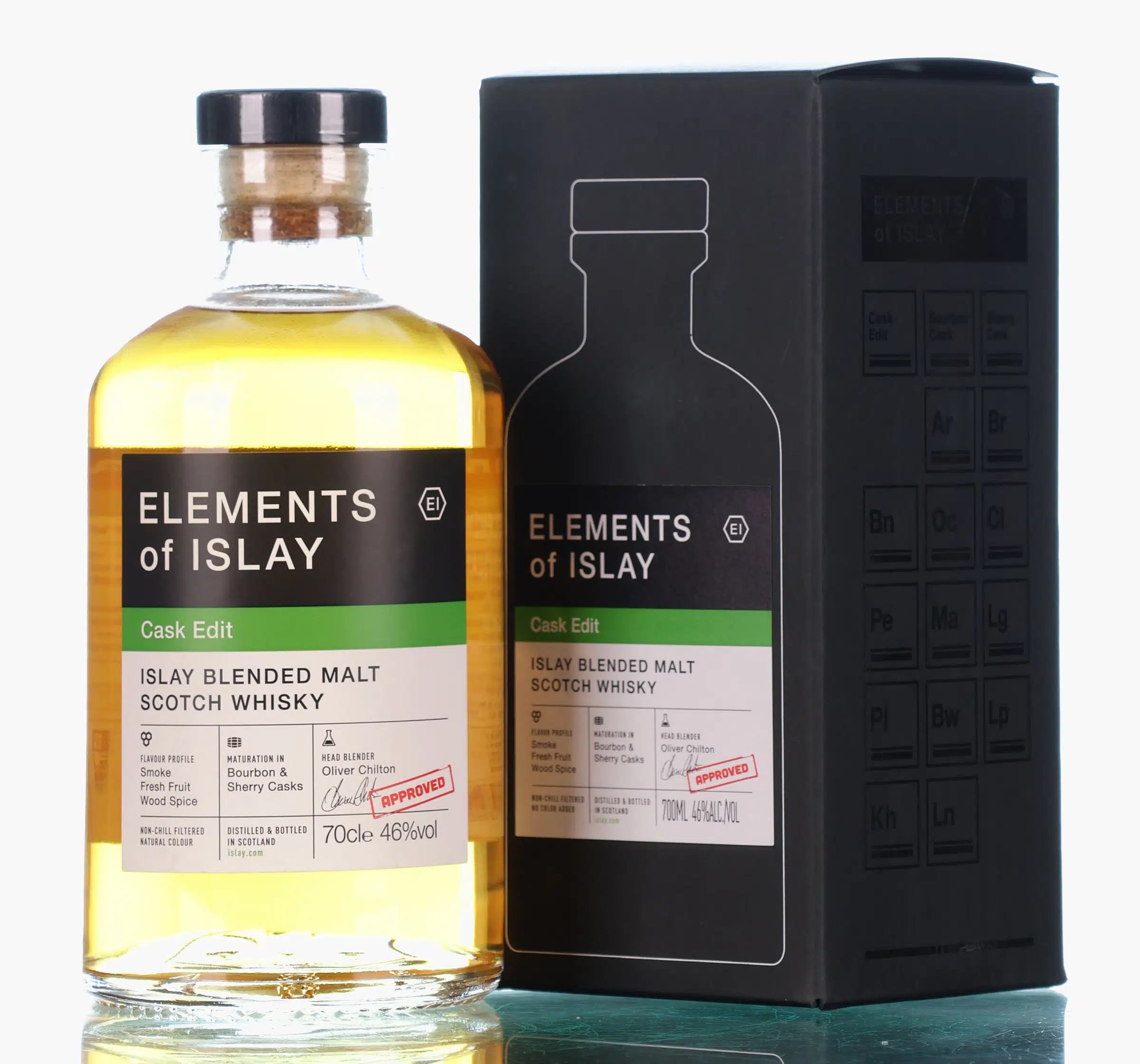 Elements of Islay Cask Edit, Bourbon & Sherry Cask, Elixir Distillers, 46% whisky bottle