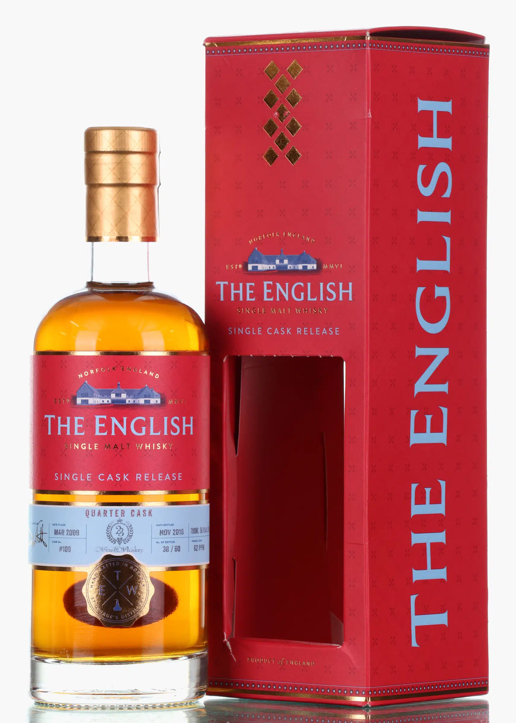 English Single Cask Release 9 Year Old, Wine Cask, Cask #109, 2018, 56.9% whisky bottle