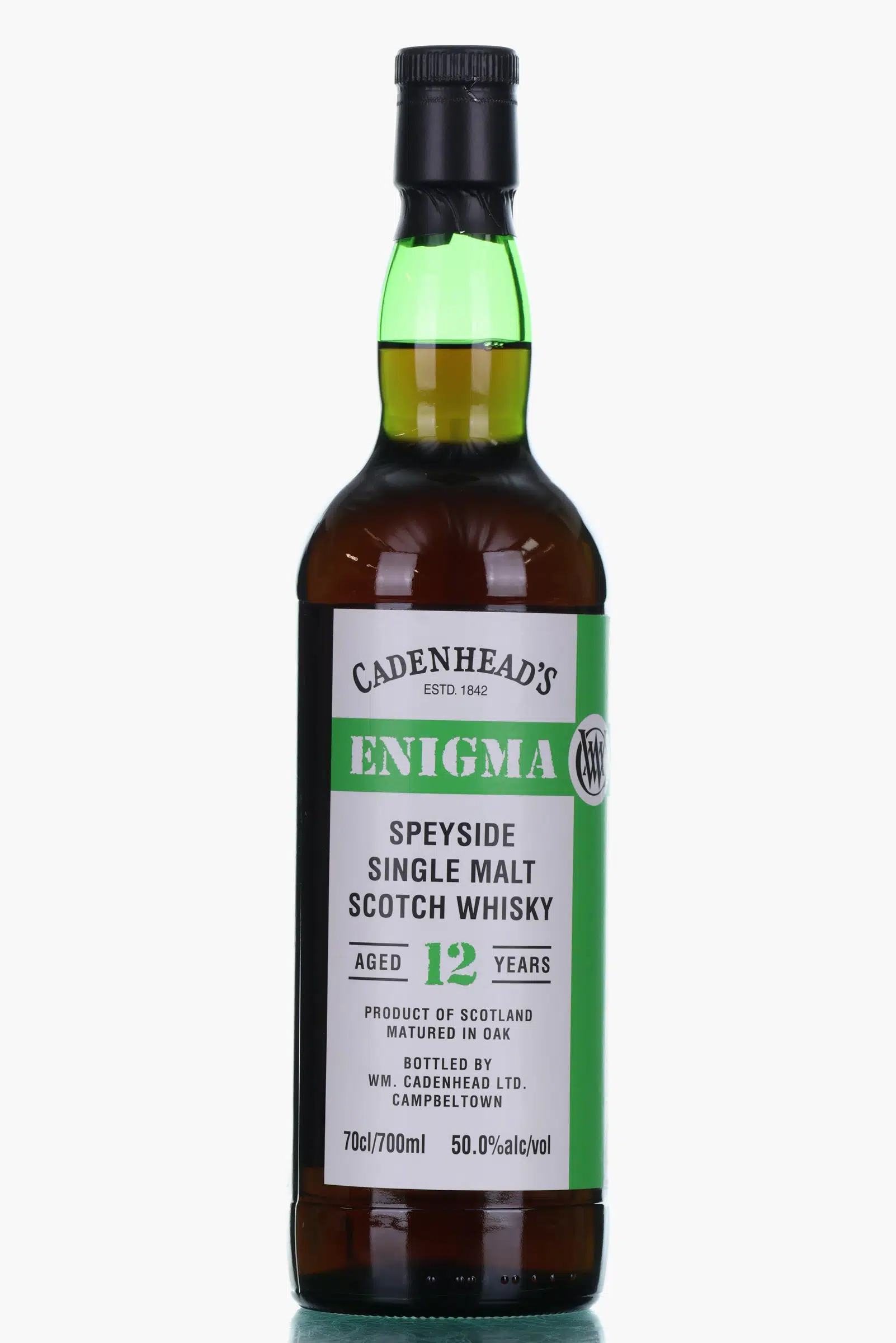Speyside Enigma 12 Year Old, Sherry Cask, Batch No. SPY.4.A, 2013, Cadenhead's, 50% whisky bottle