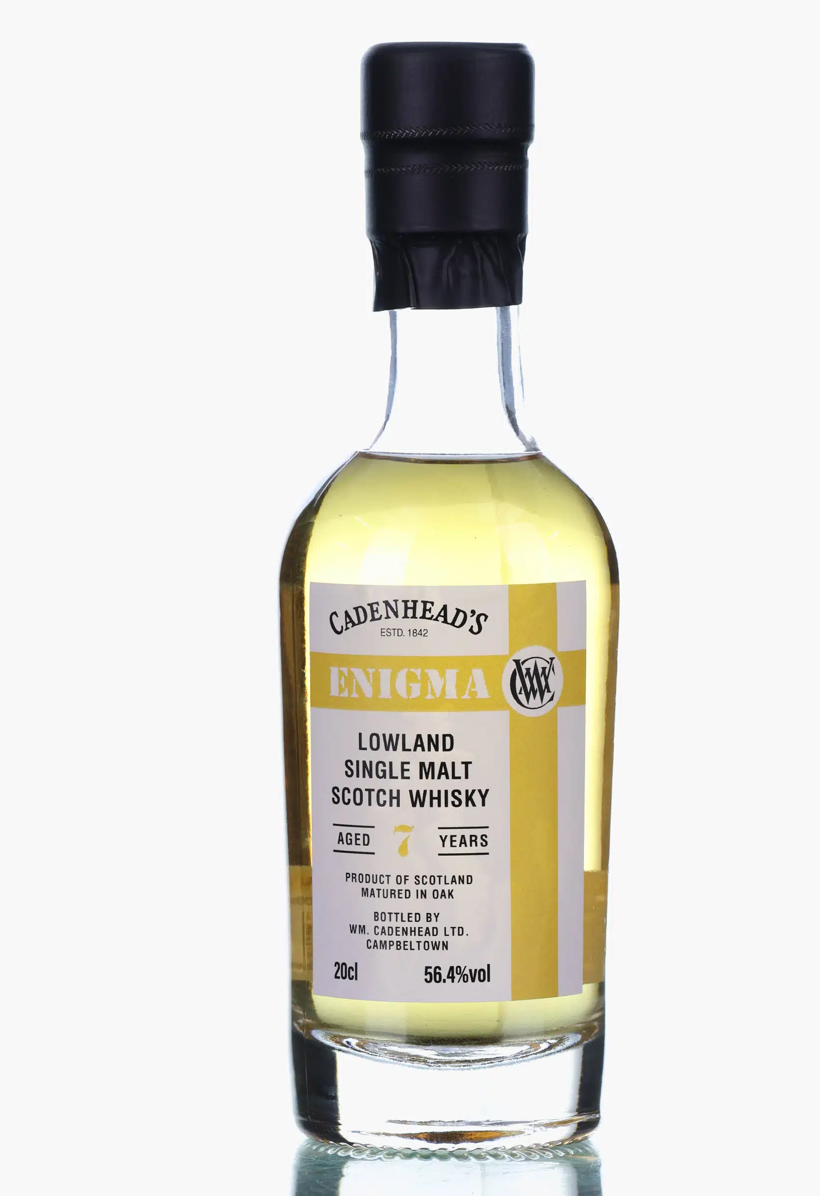 Cadenhead's Enigma Lowland Single Malt 7 Year Old, Bourbon Cask, 2016, Cadenhead's, 56.4% whisky bottle