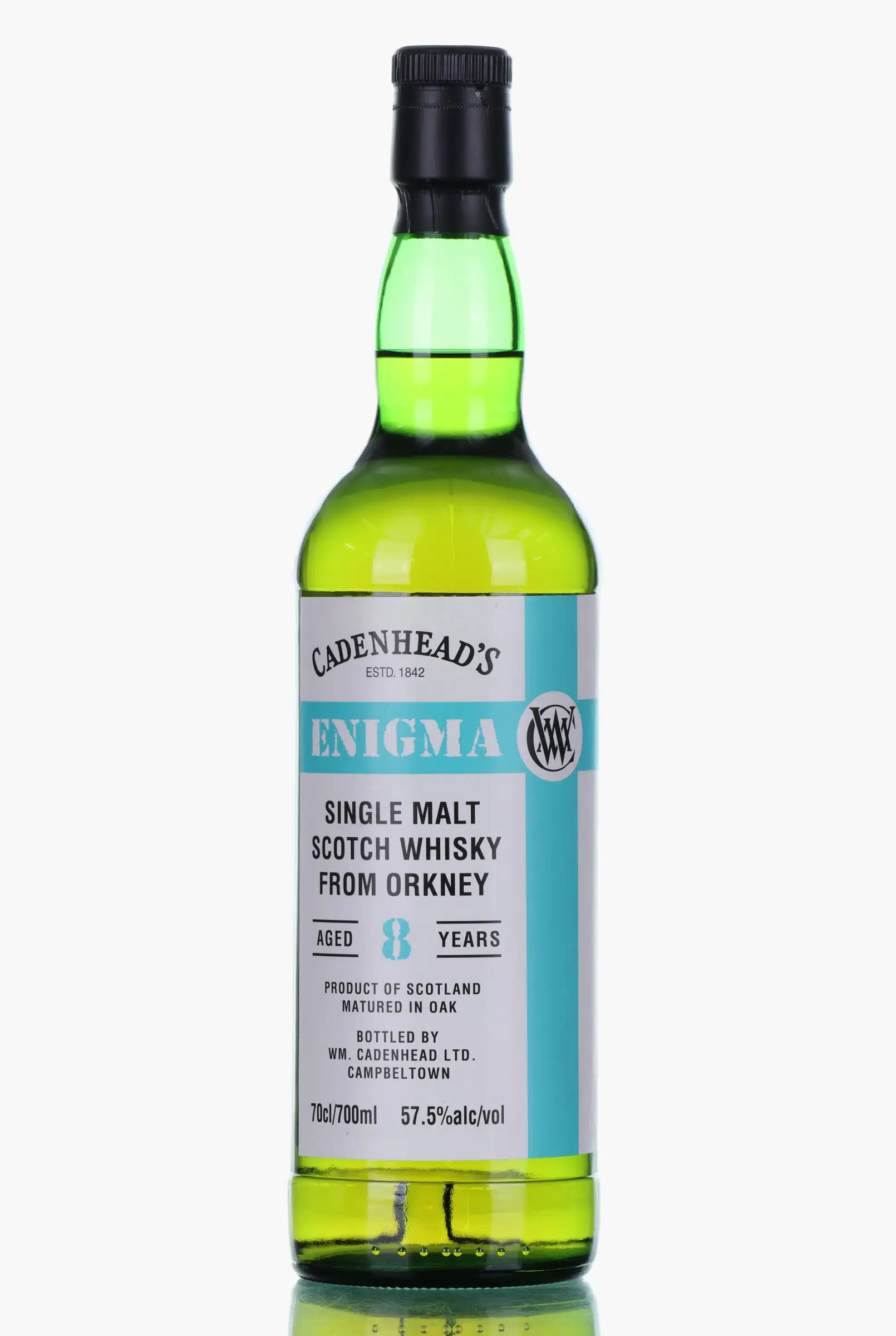 Orkney Single Malt Enigma 8 Year Old, Bourbon Cask, 2016, Cadenhead's, 57.5% whisky bottle