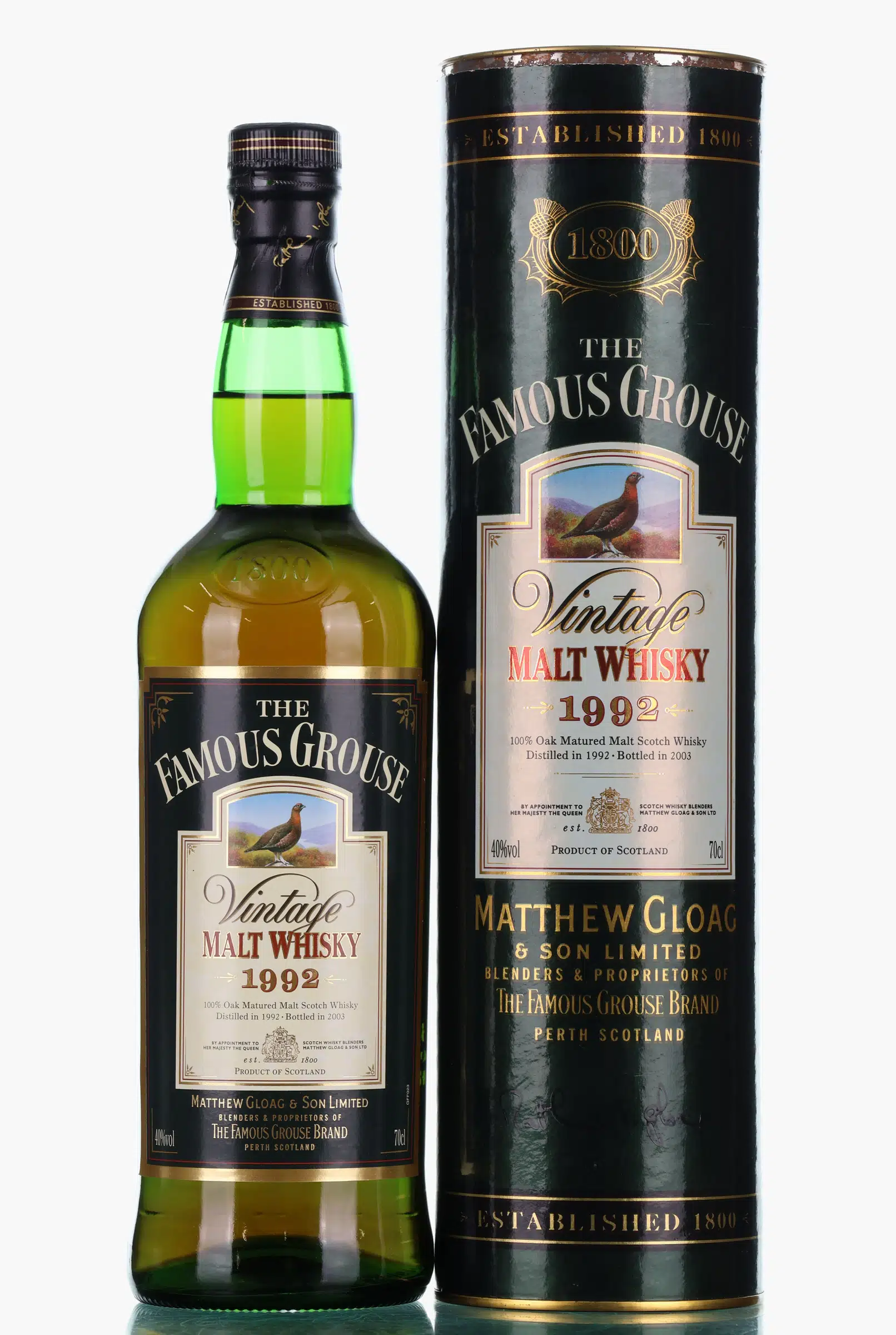 Famous Grouse Vintage 1992 12 Year Old, Sherry & Hogshead Cask, 2004, 40% whisky bottle