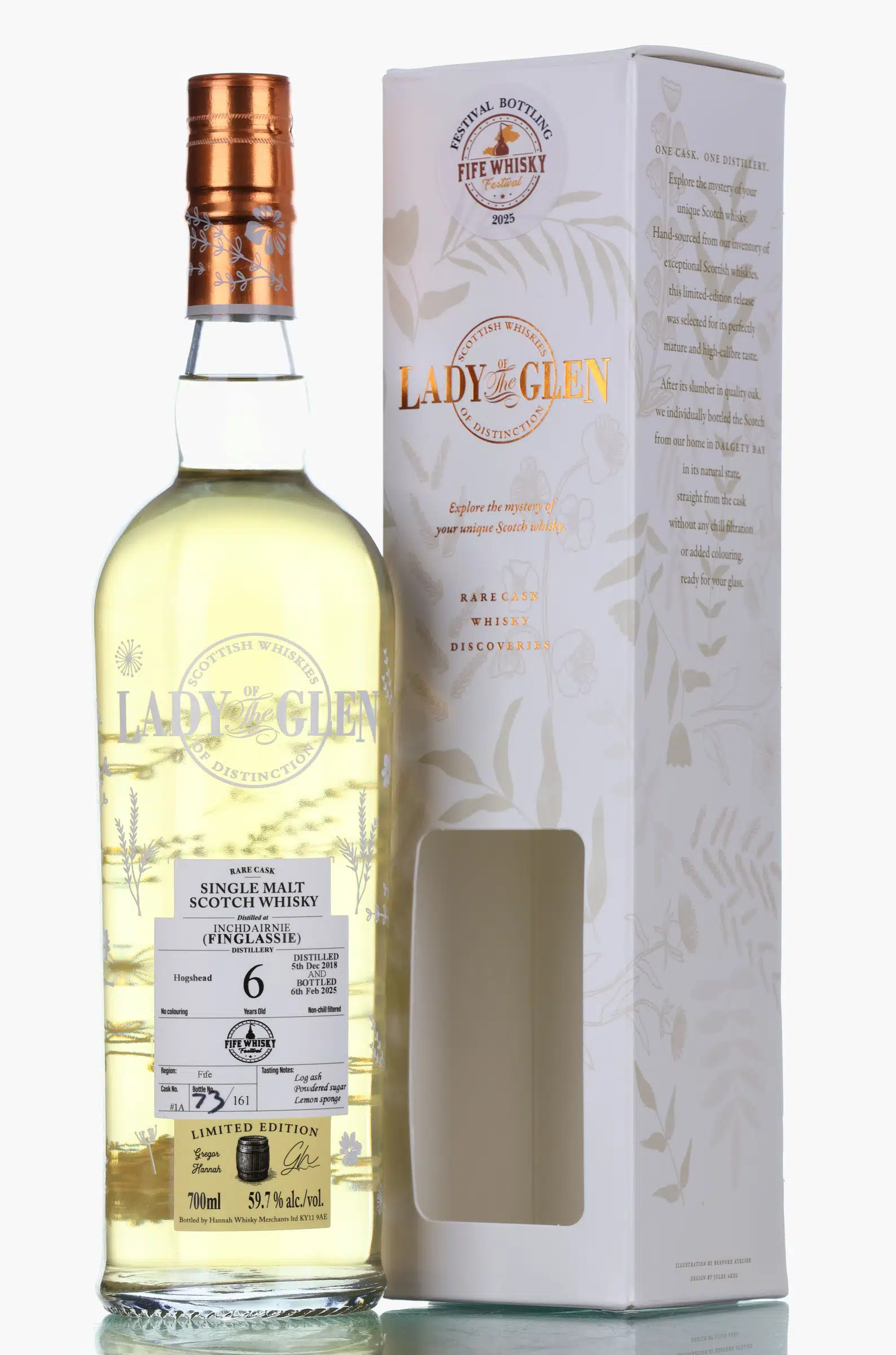 Finglassie (Inchdairnie) 6 Years Old 2018 Lady of the Glen | Fife Whisky Festival 2025, Bourbon Cask, Cask #1A, 2018, Lady of the Glen, 59.7% whisky bottle