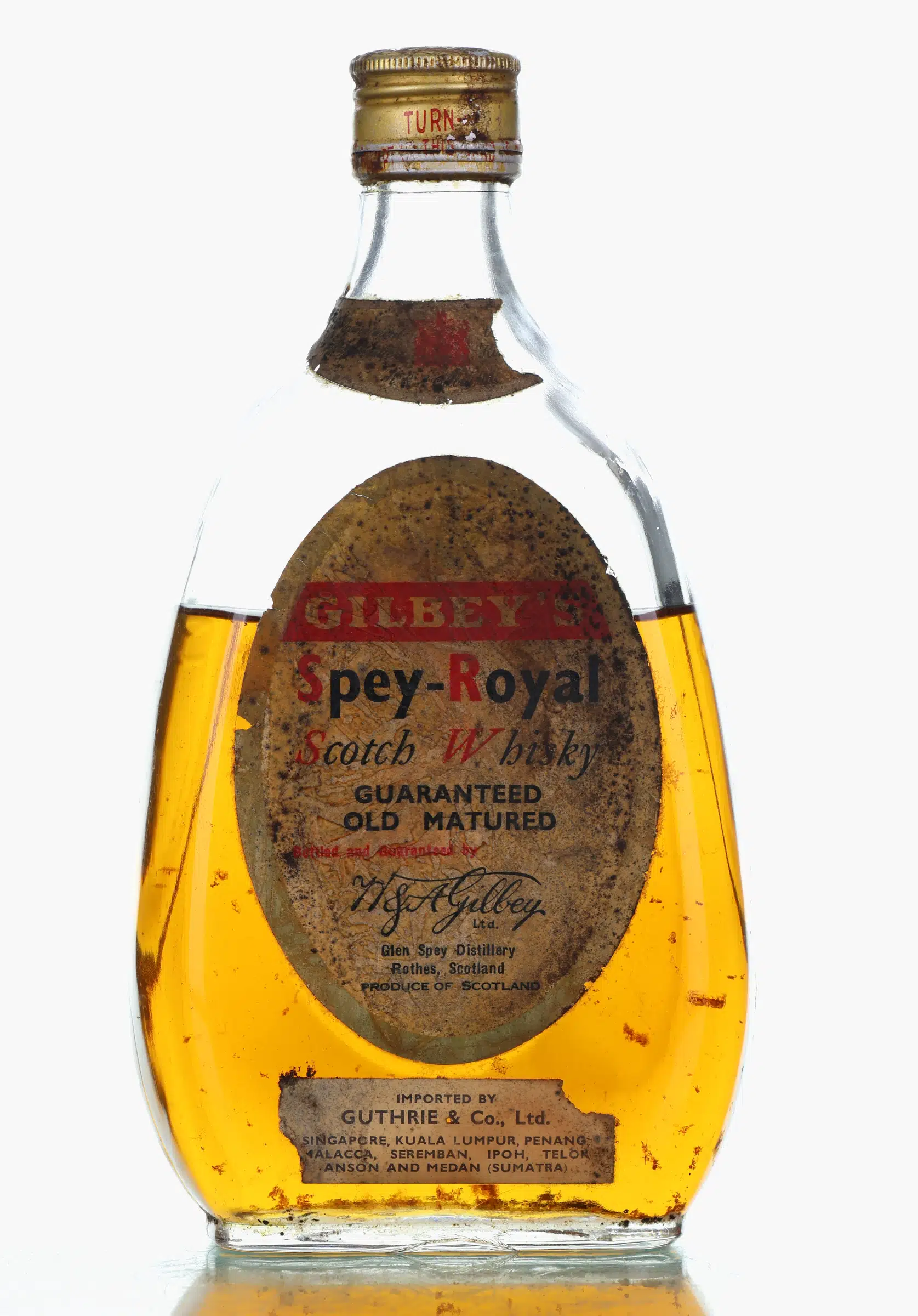 Gilbey's Spey-Royal whisky bottle
