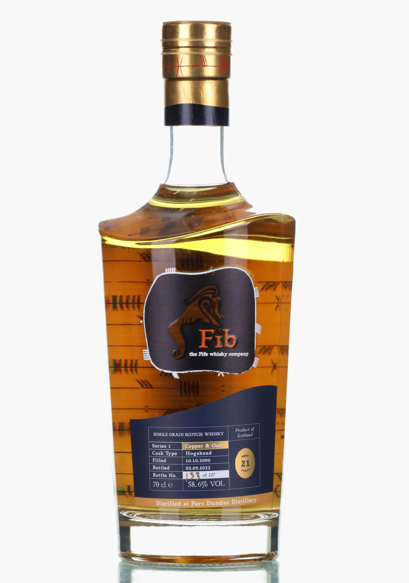 Port Dundas Copper & Oak Series 1 21 Year Old, Hogshead Cask, 2000, Fib Whisky, 58.6% whisky bottle
