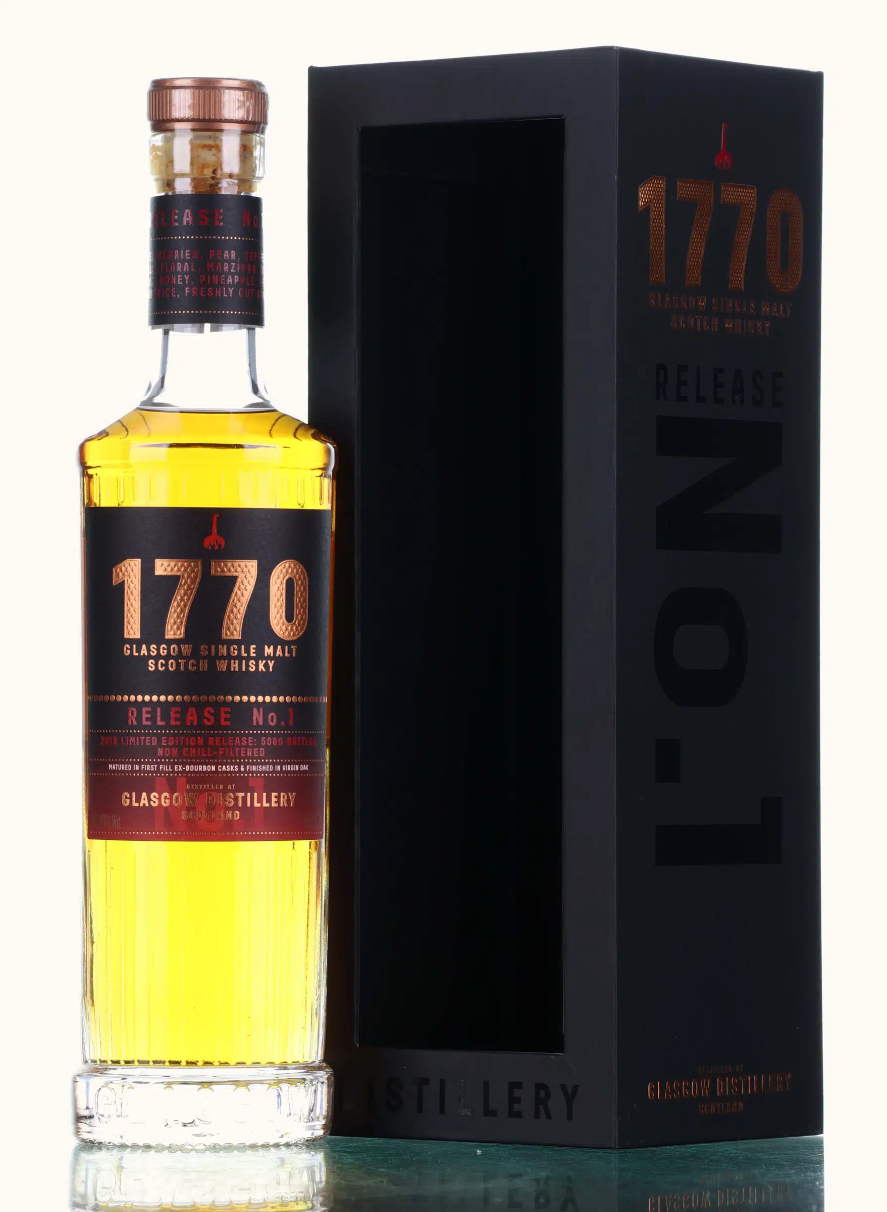 1770 Glasgow Release No. 1, Bourbon & Virgin Oak Cask, 2018, 46% whisky bottle