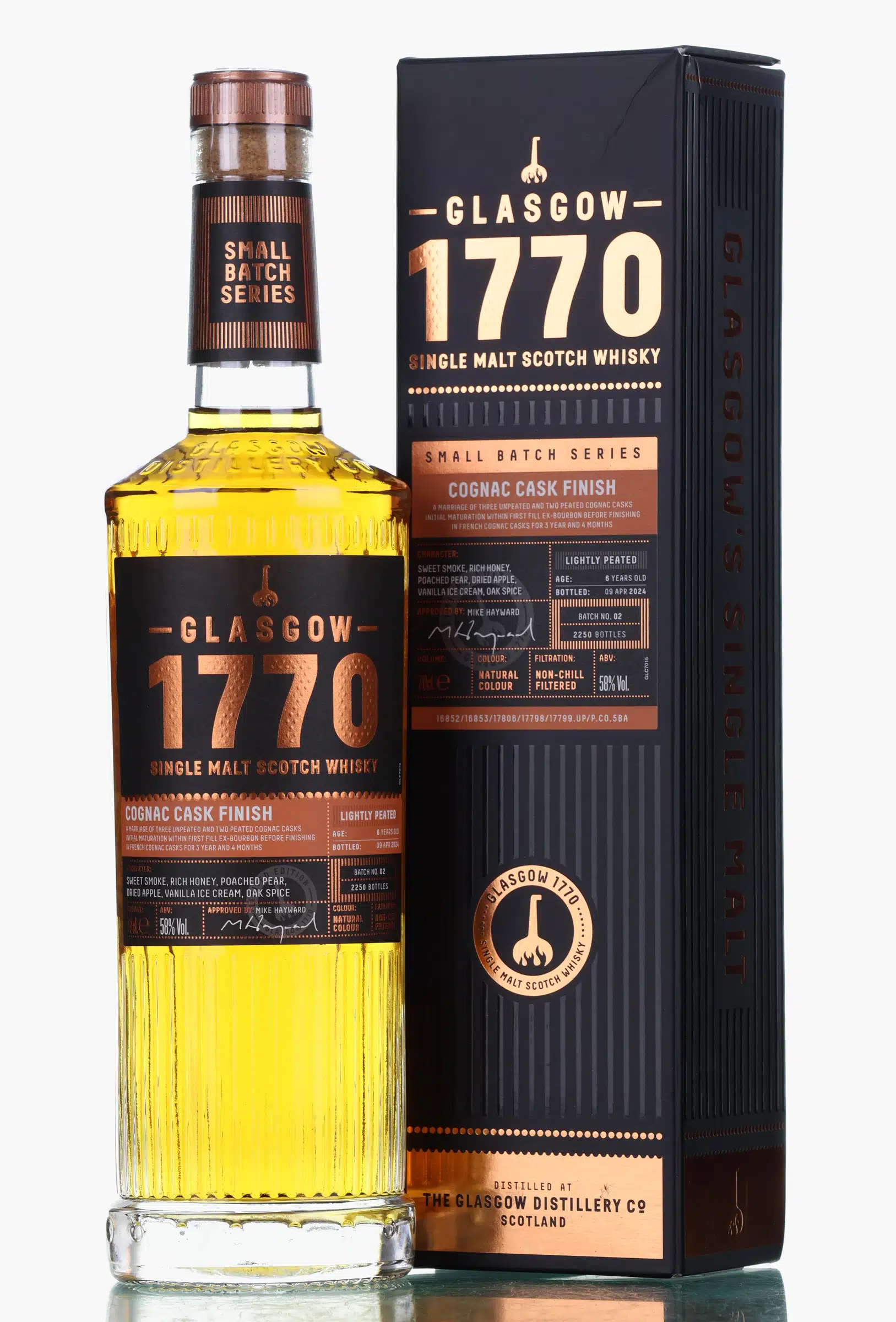 Glasgow Distillery Small Batch No. Series No. 2 Cognac Cask Finish 6 Year Old, Bourbon & Cognac Cask, Batch No. 02, 2024, 58% whisky bottle