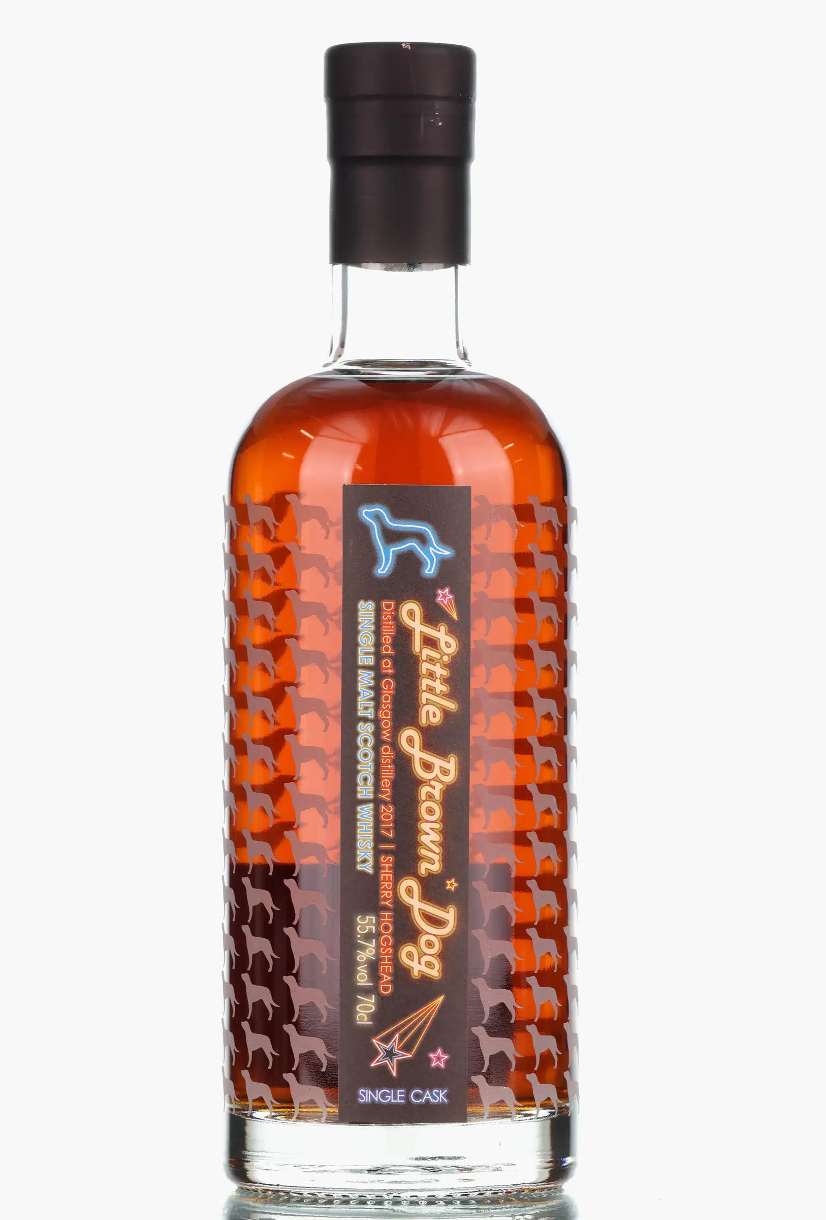 Glasgow 7 Year Old, Oloroso Hogshead Cask, 2017, Little Brown Dog, 55.7% whisky bottle