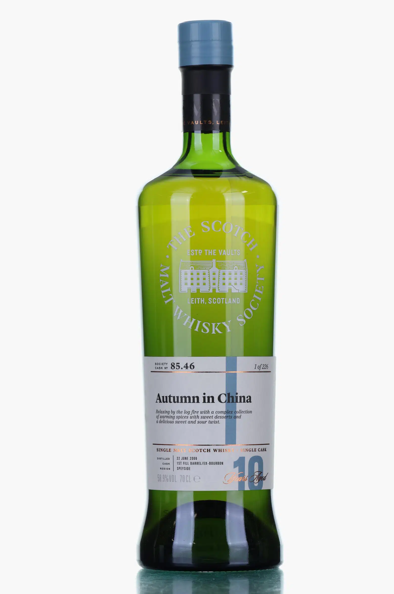 Glen Elgin Autumn in China 10 Year Old, Bourbon Cask, Cask #85.46, 2006, The Scotch Malt Whisky Society, 58.9% whisky bottle