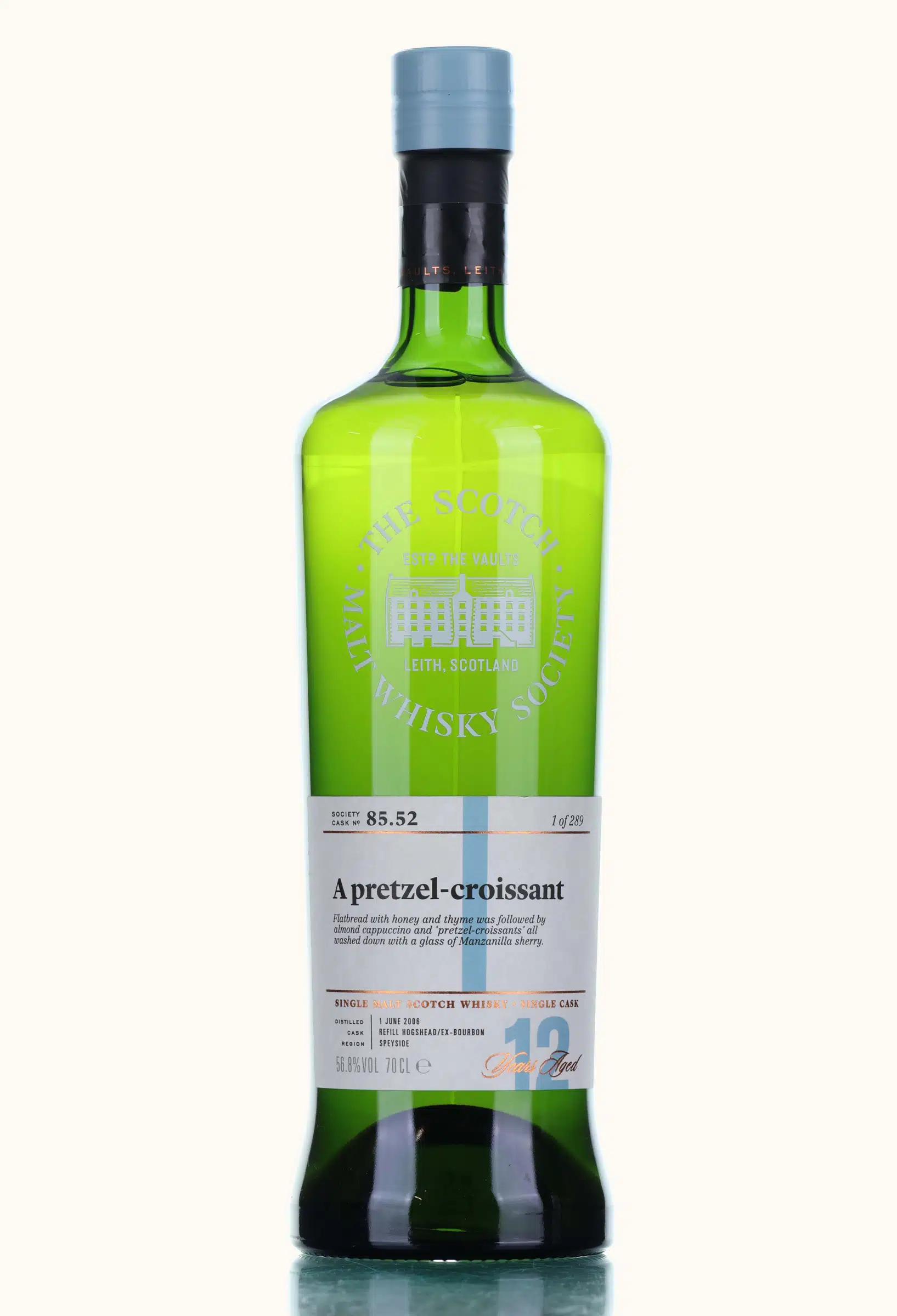 Glen Elgin A Pretzel-Croissant 12 Year Old, Ex-Bourbon Cask, Cask #85.52, 2006, The Scotch Malt Whisky Society, 56.8% whisky bottle