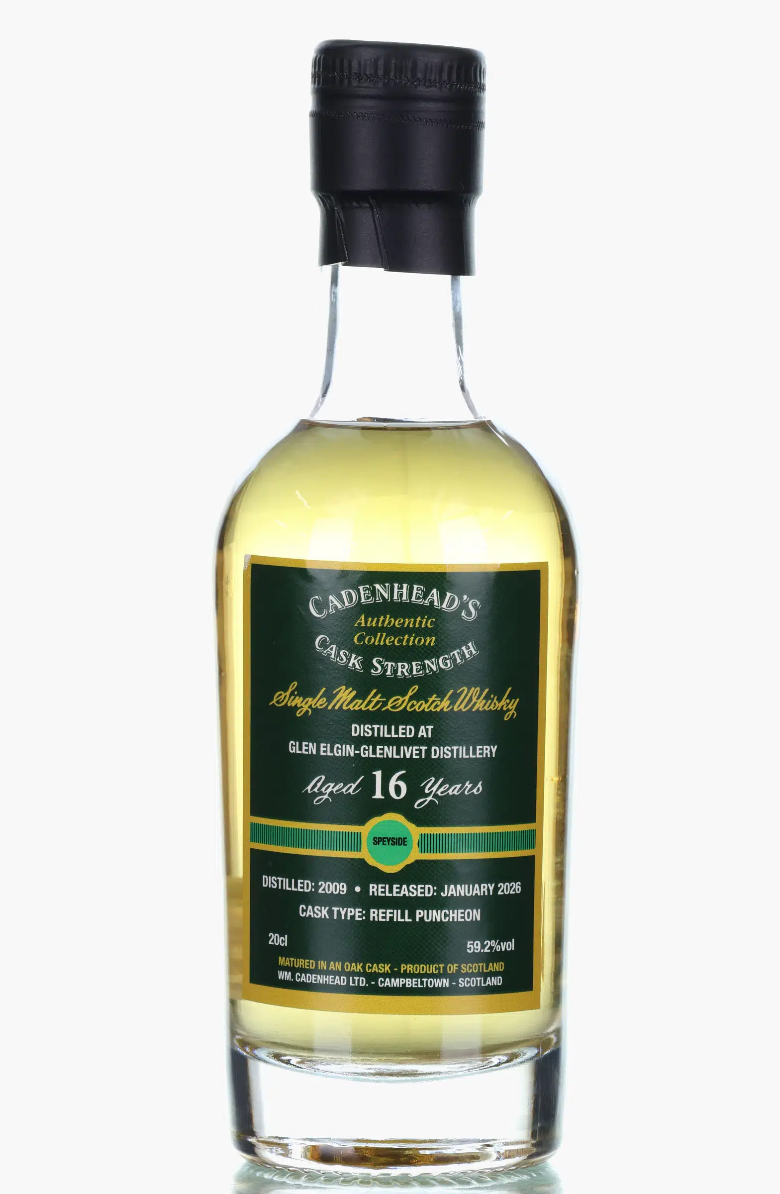 Glen Elgin Authentic Collection 16 Year Old, Refill Puncheon Cask, 2009, Cadenhead's, 59.2% whisky bottle