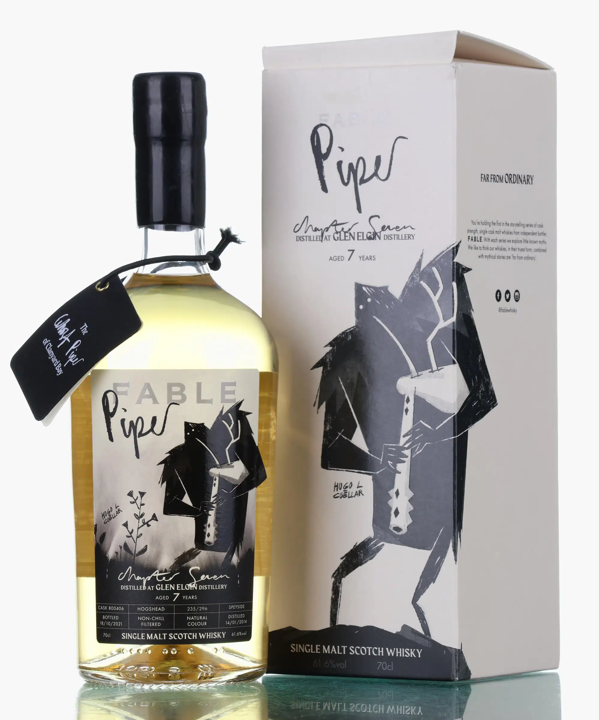 Glen Elgin Fable Chapter Seven Piper 7 Year Old, Hogshead Cask, Cask #800406, 2014, Fable, 61.6% whisky bottle