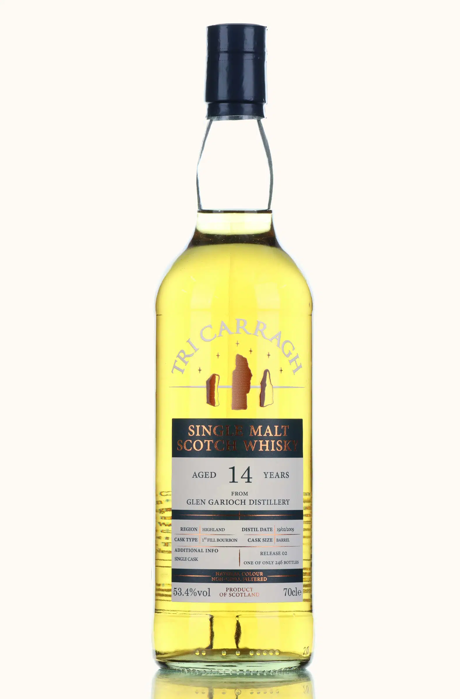 Glen Garioch 14 Year Old, Bourbon Cask, Release No. 02, 2009, Tri Carragh, 53.4% whisky bottle