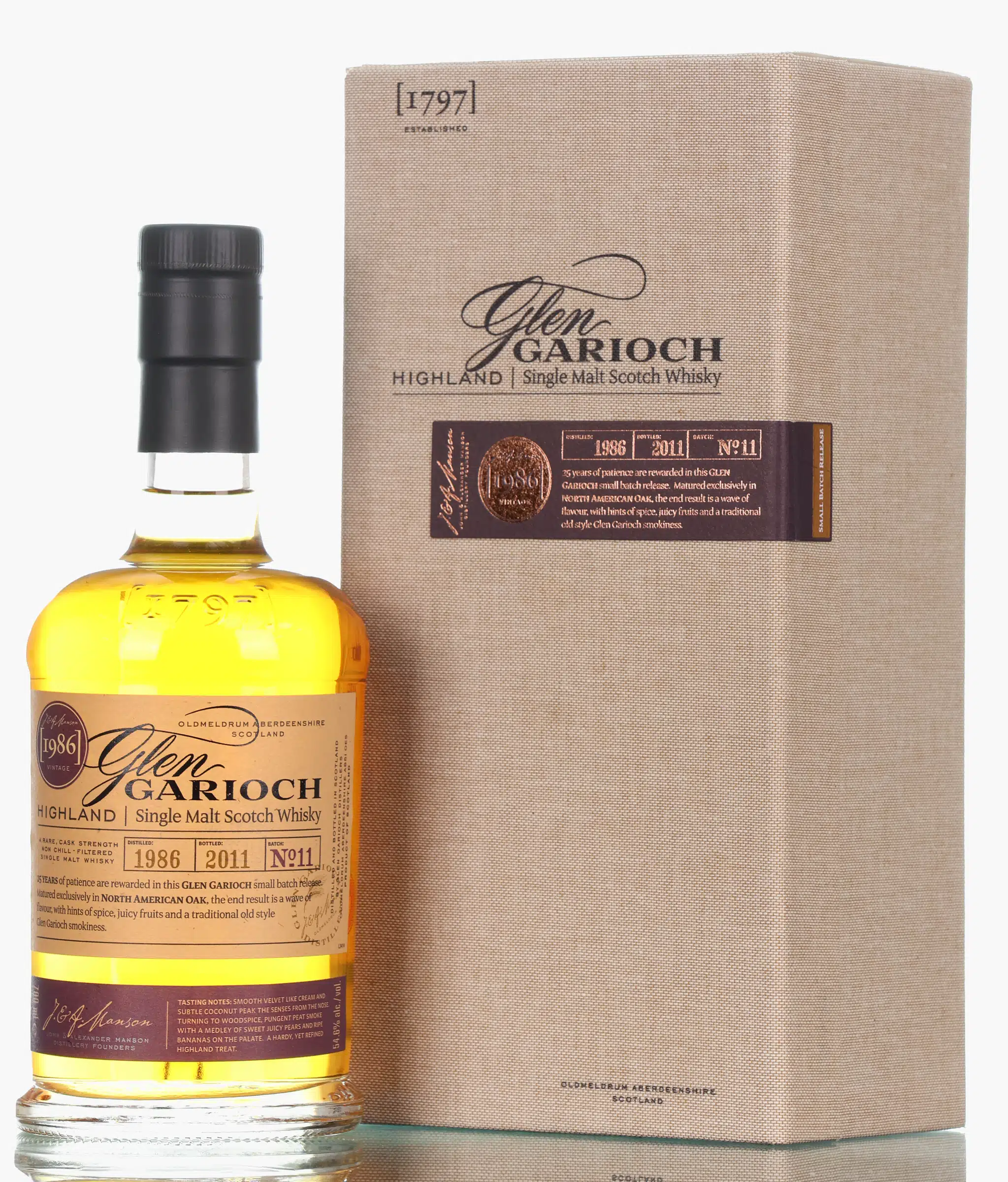 Glen Garioch 1986 Single Cask #1802 25 Year Old, North American Oak Cask, Cask #1802, 2011, 54.6% whisky bottle