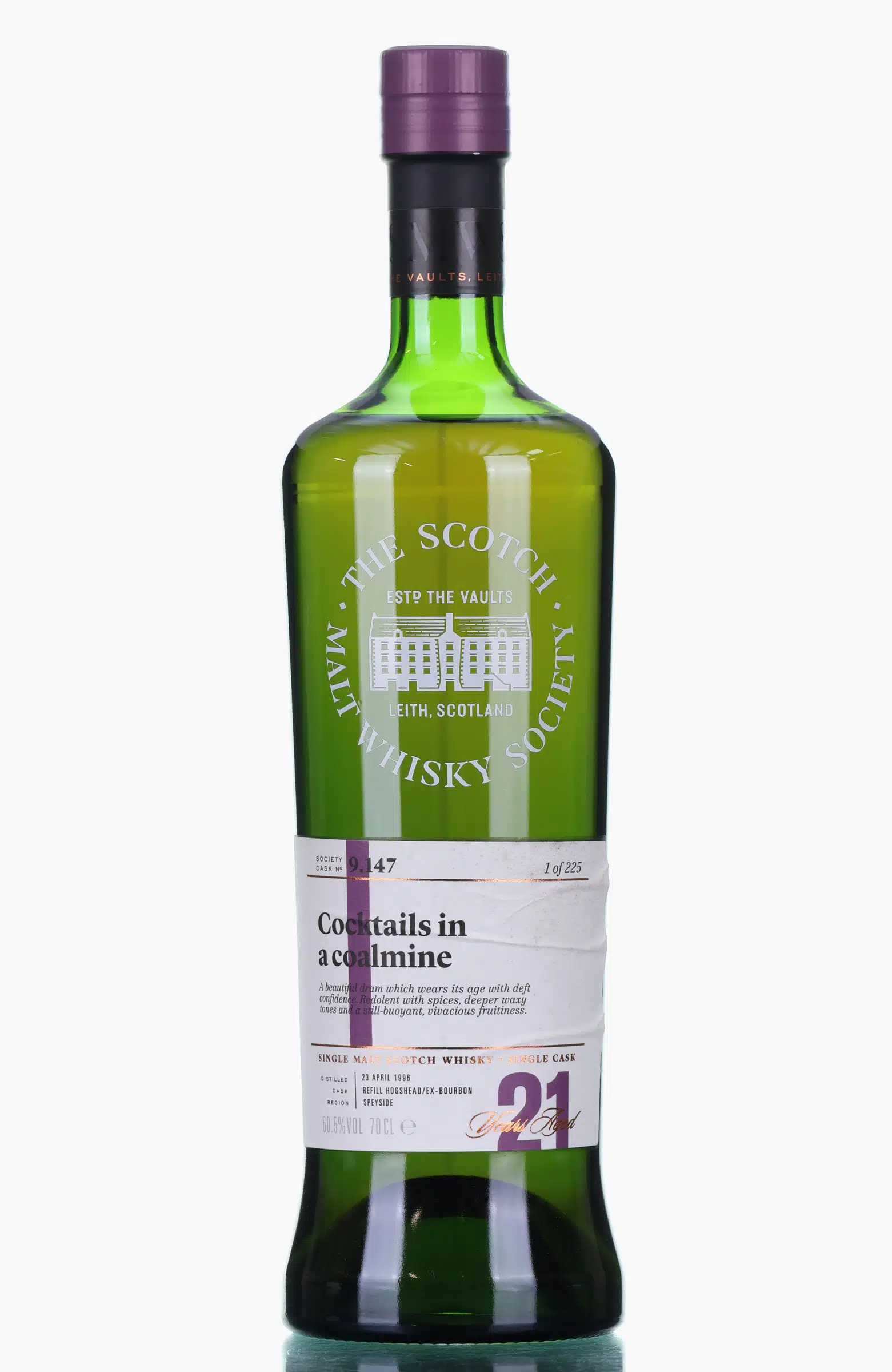 Glen Grant Cocktails in a Coalmine 21 Year Old, Bourbon Cask, Cask #9.147, 1996, Scotch Malt Whisky Society, 60.5% whisky bottle