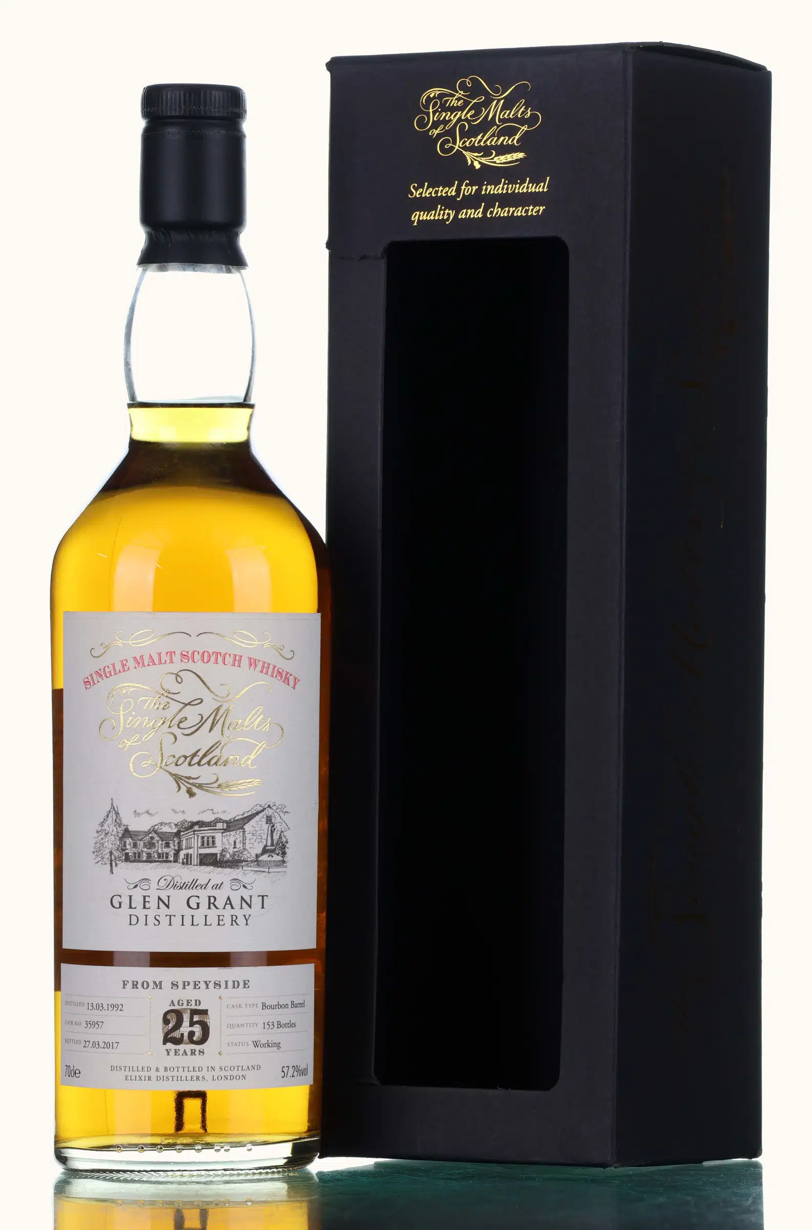 Glen Grant 25 Year Old, Bourbon Cask, Cask #35957, 1992, Elixir Distillers, 57.2% whisky bottle