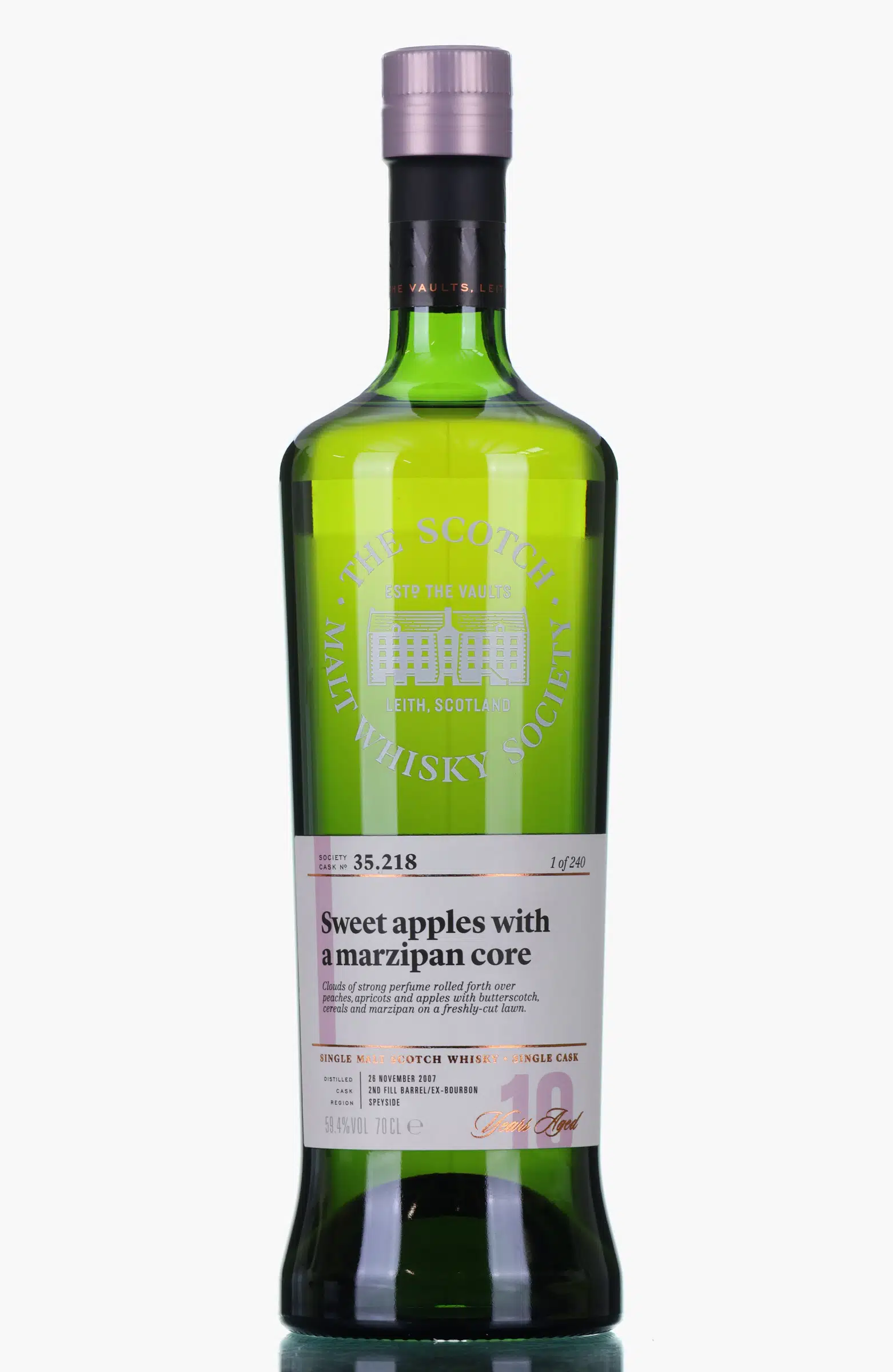 Glen Moray Sweet Apples with a Marzipan Core 10 Year Old, Bourbon Cask, 2007, Scotch Malt Whisky Society, 59.4% whisky bottle