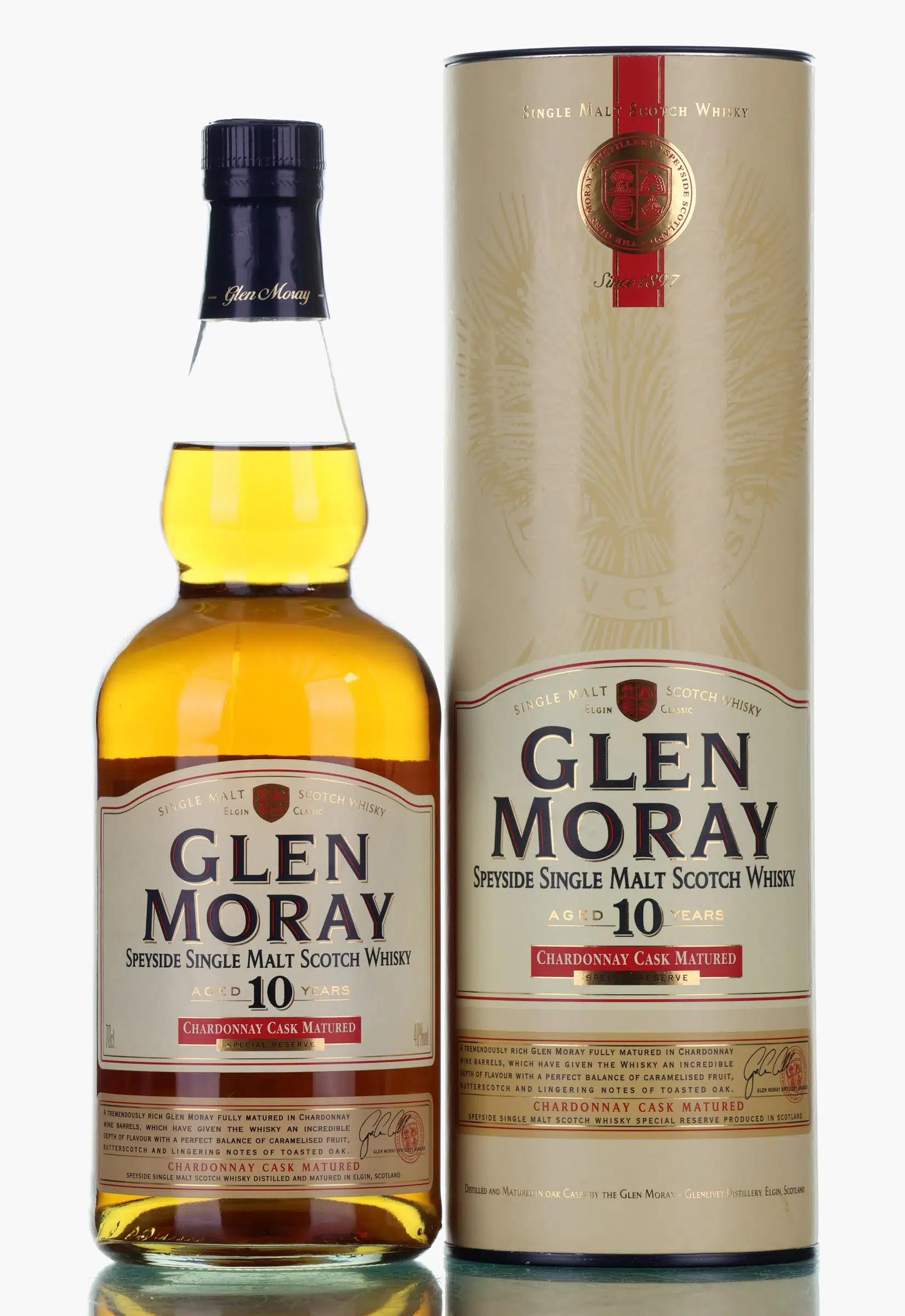 Glen Moray Special Reserve 10 Year Old, Chardonnay Cask, 40% whisky bottle