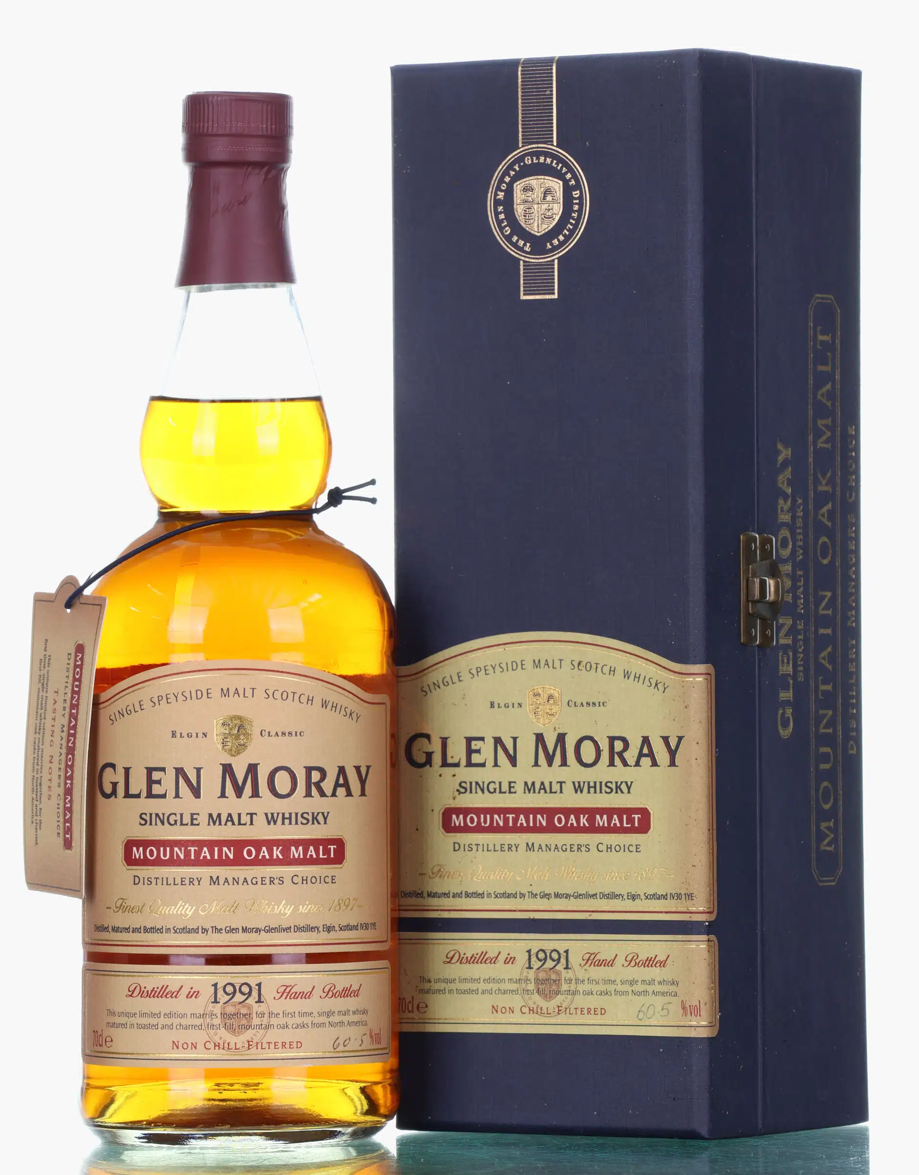 Glen Moray Manager's Choice Mountain Oak 12 Year Old, Mountain Oak Cask, Cask #5/53/99, 2003, 60.5% whisky bottle