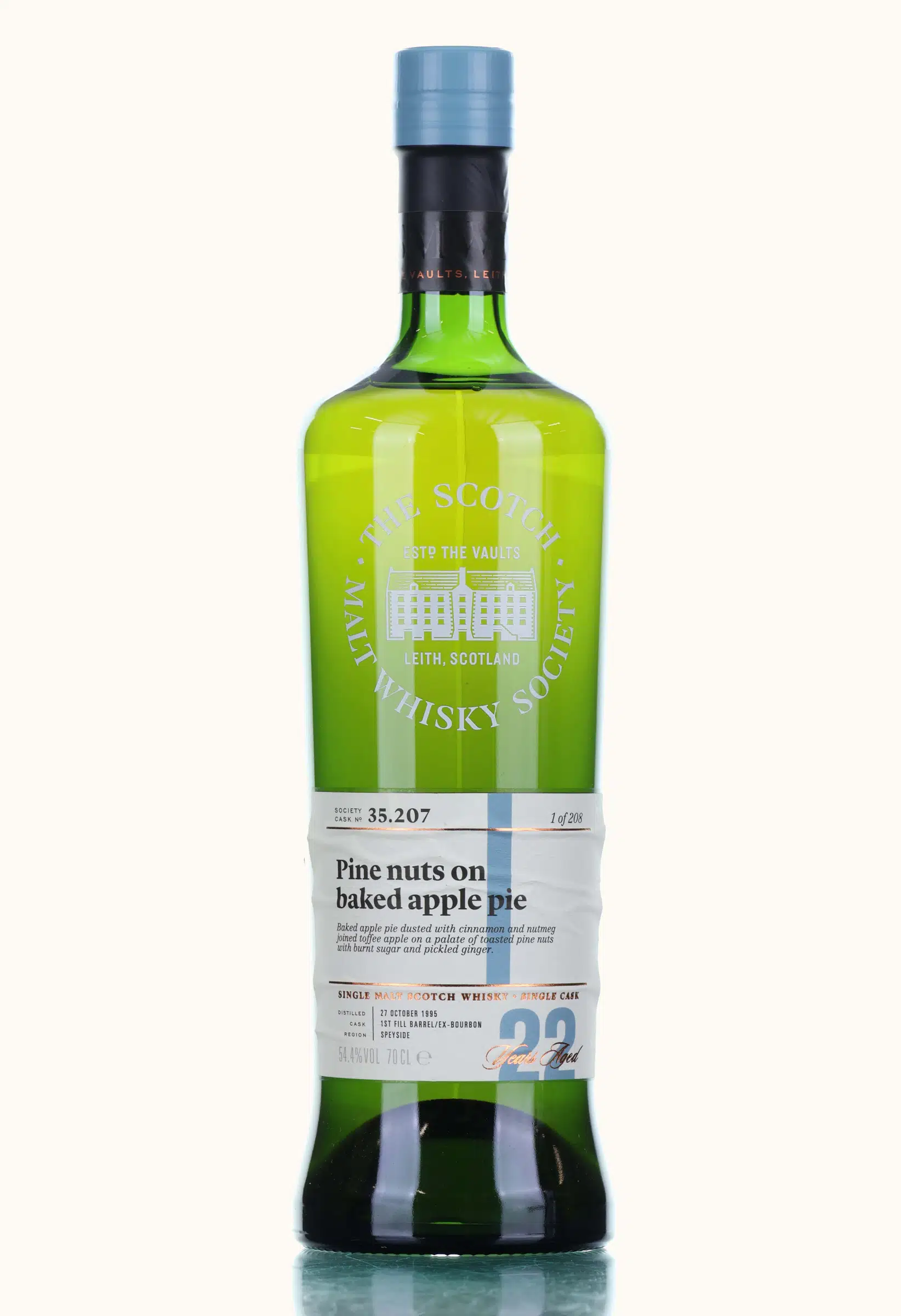 Glen Moray Pine Nuts on Baked Apple Pie 22 Year Old, Bourbon Cask, Cask #35.207, 1995, The Scotch Malt Whisky Society, 54.4% whisky bottle